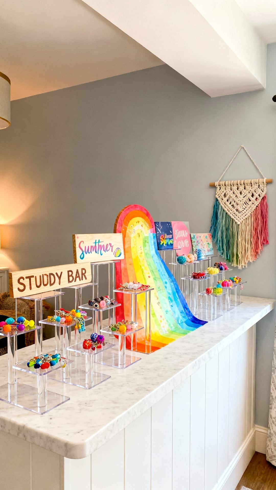 Rainbow Study Bar With Acrylic Risers