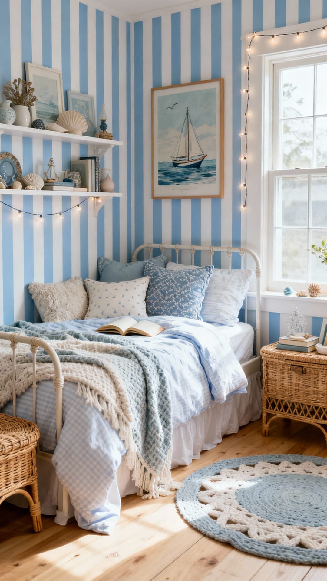 Retro Coastal Cottage With Crisp Stripes