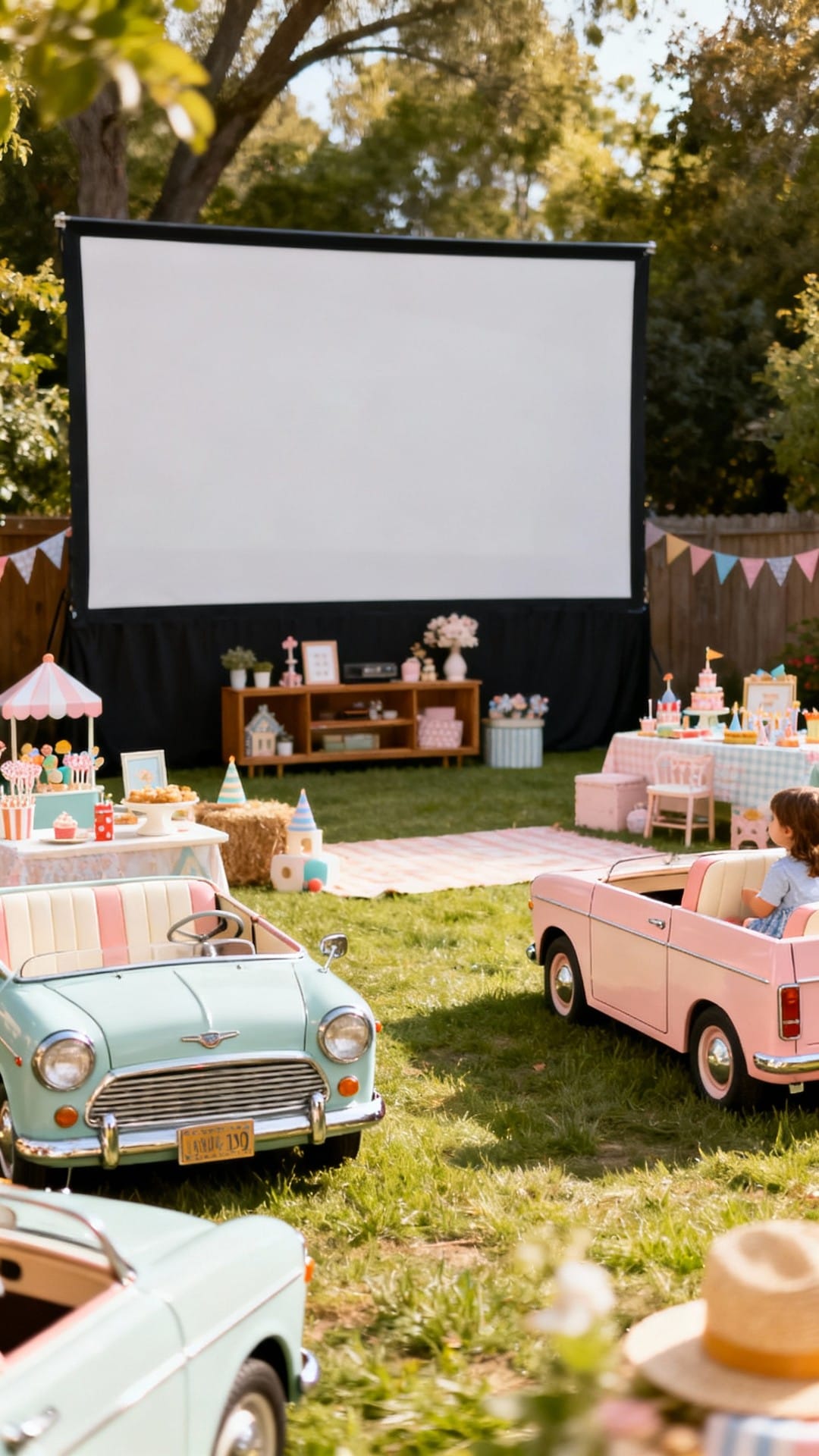 Retro Drive-In Movie Yard With Car-Box Seating