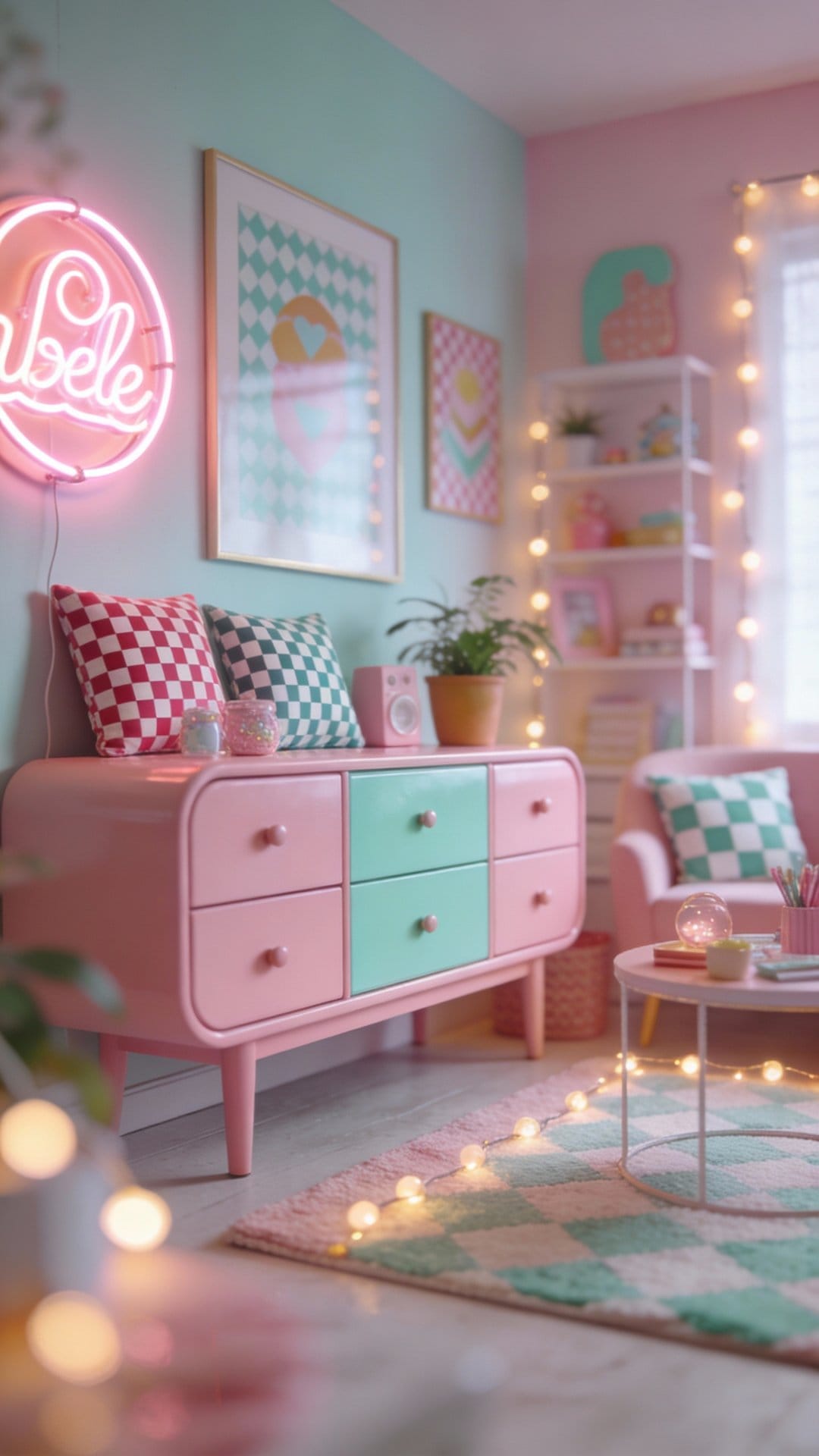 Retro Mod Bubblegum With Checkerboard Pops