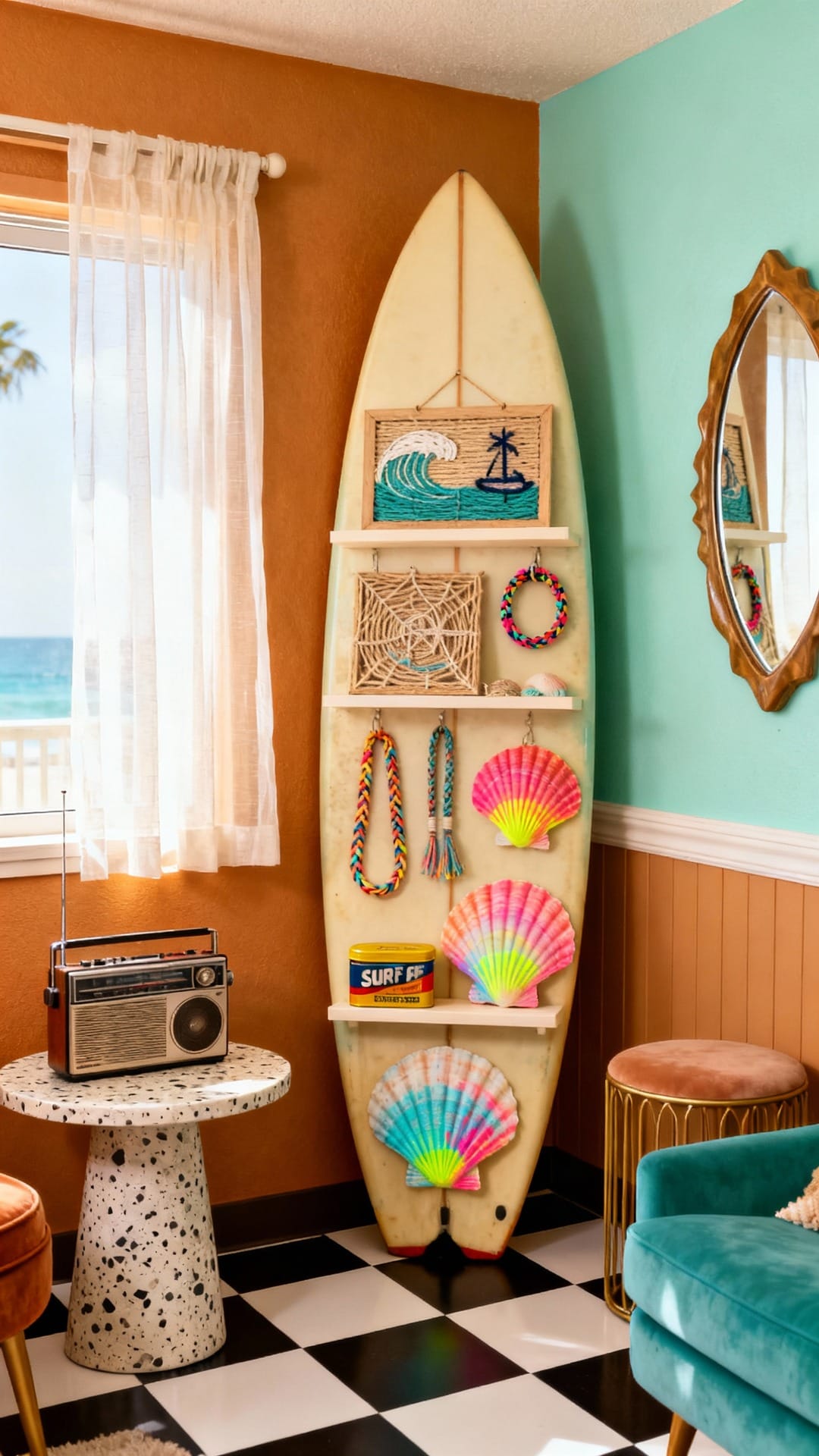 Retro Surf Motel With Checkerboard Charm