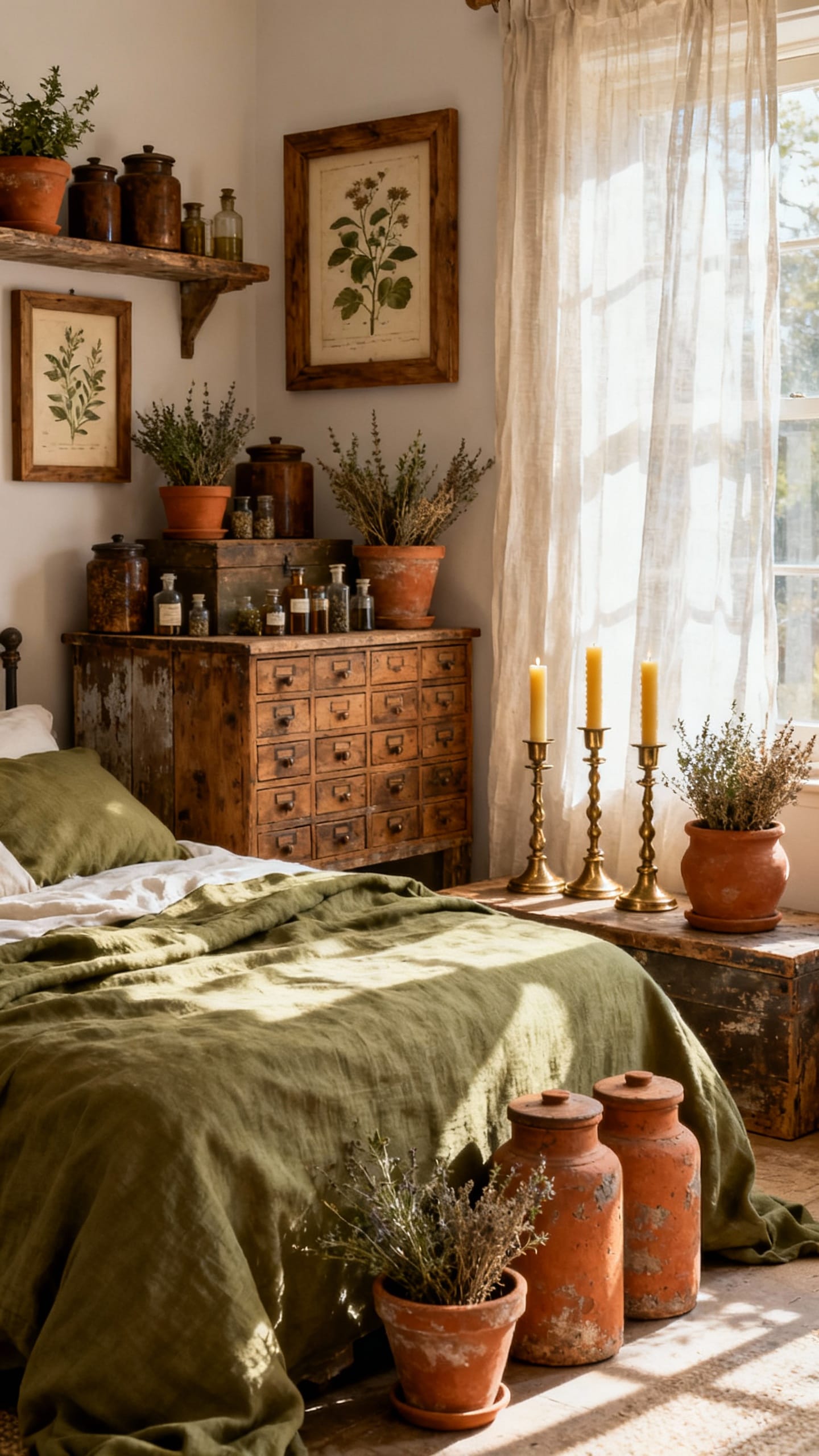 Rustic Apothecary With Olive and Terracotta
