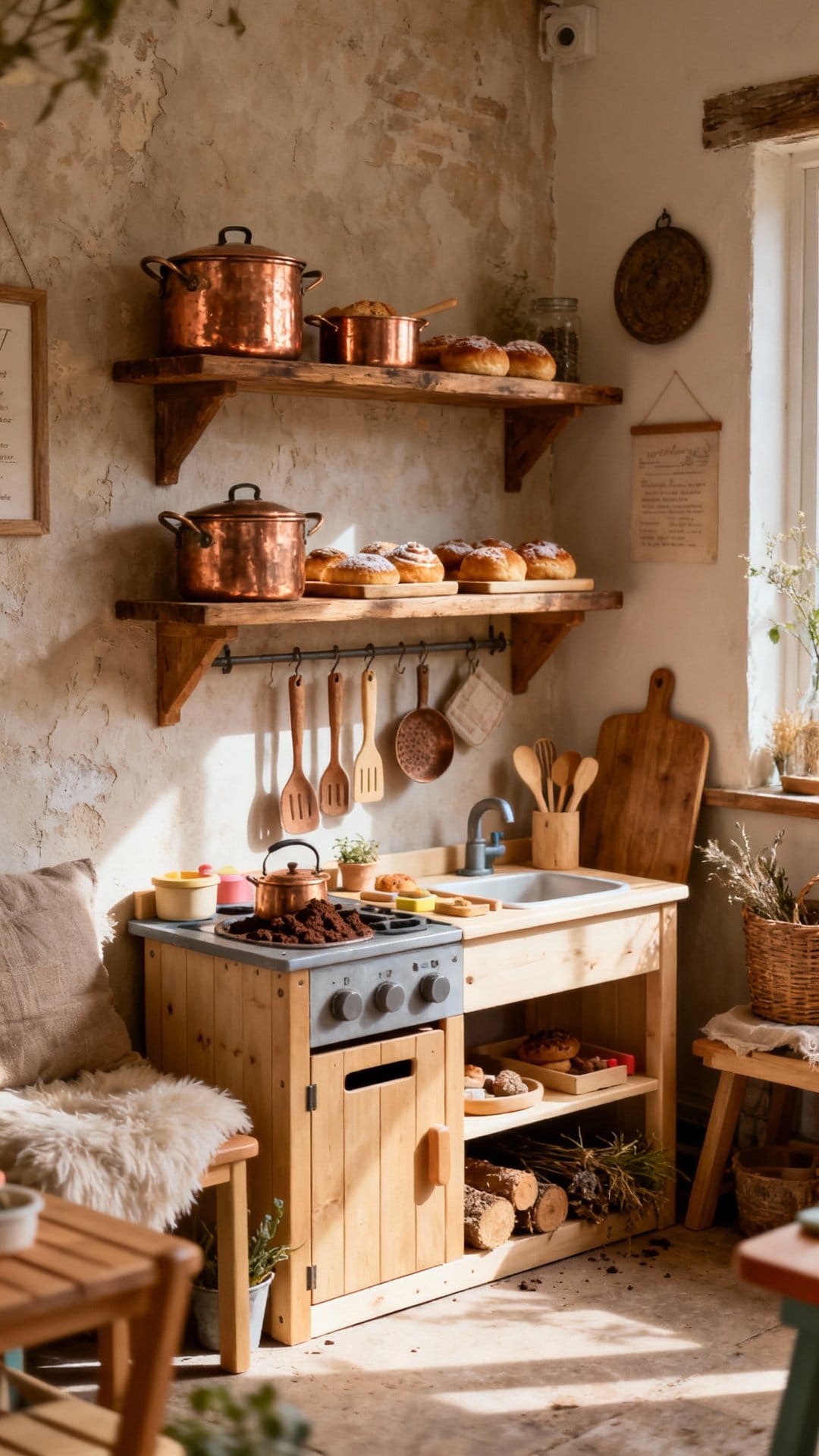 Rustic Farmhouse Bake Shop With Copper Accents