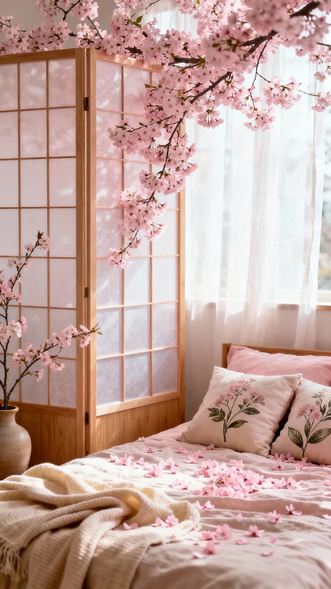 Sakura Serenity with Shoji and Cherry Blossoms