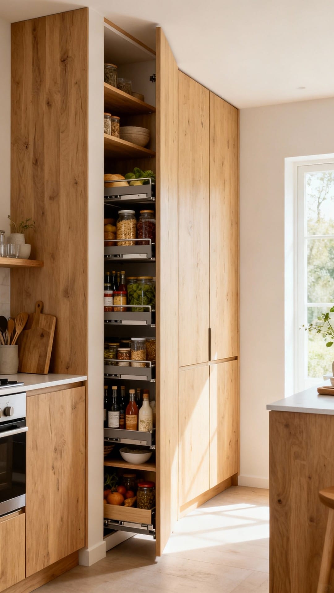 Scandinavian Lightwood with Hidden Larder Columns