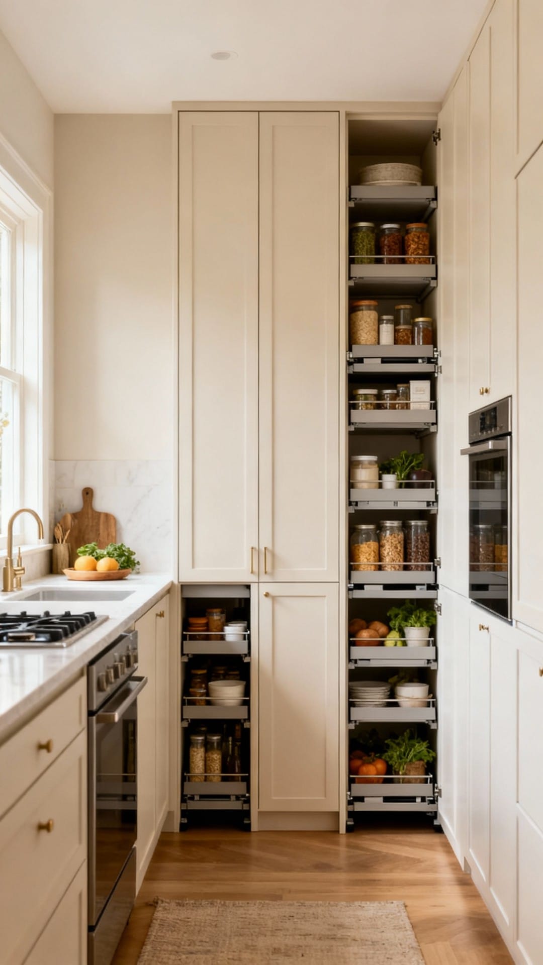 Slimline Galley with Floor-to-Ceiling Pullouts