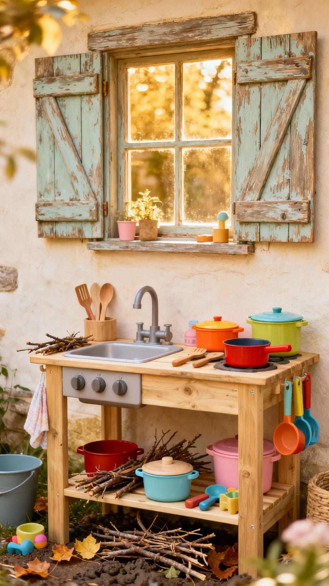 Storybook Cottage Kitchen With Window Shutters