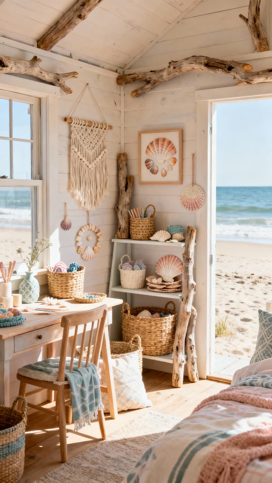 Sun-Bleached Beach Cabin With Driftwood Accents