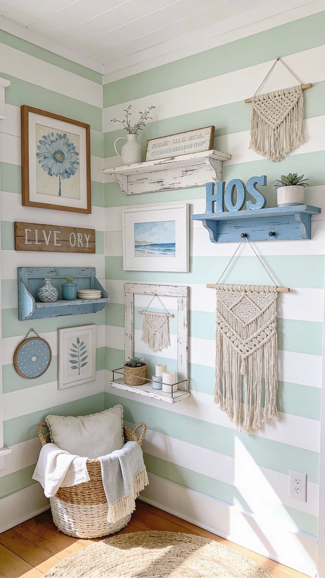 Sunlit Coastal Nook With Limewash Stripes