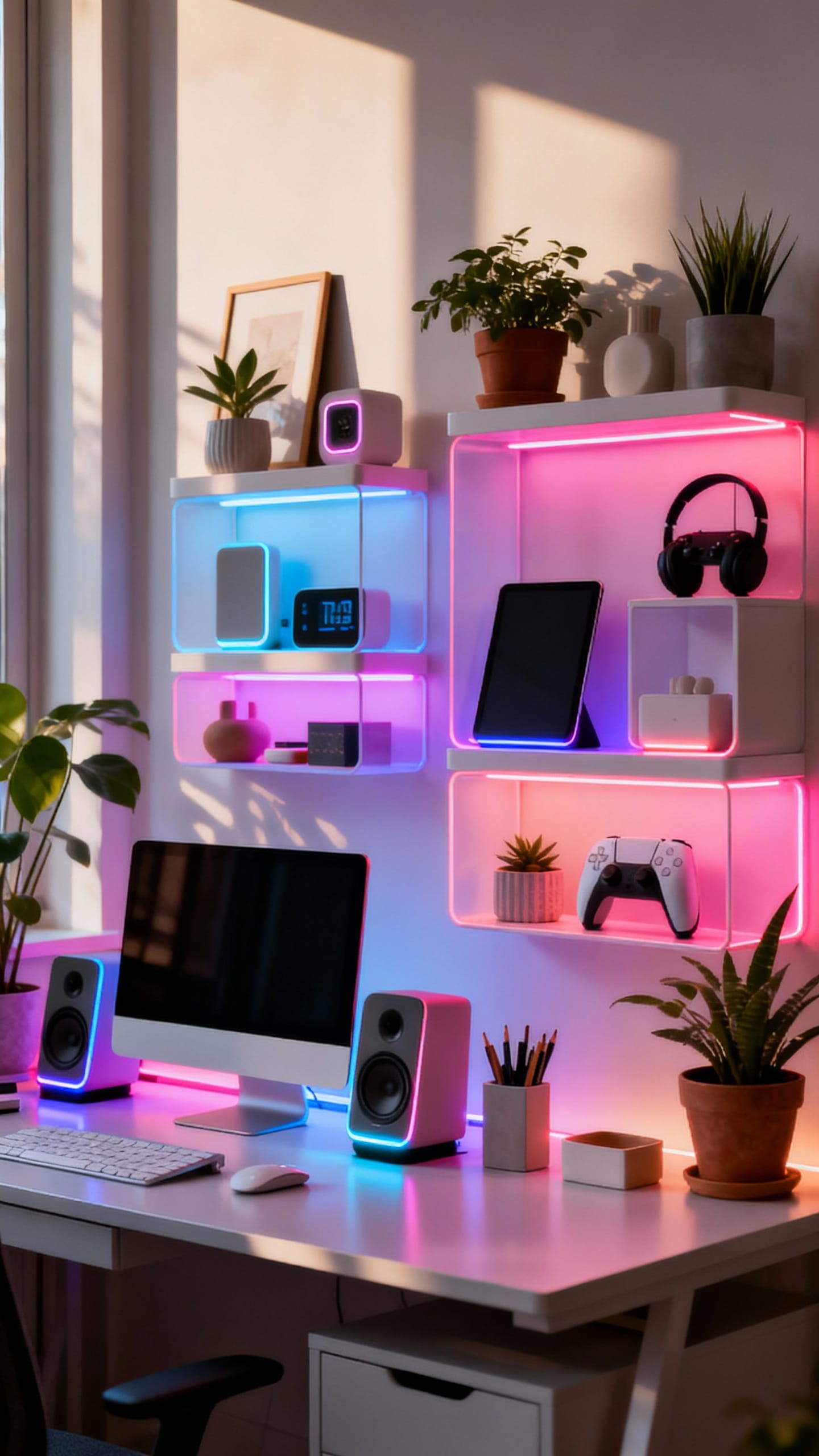 Tech-Forward Neon Glow with Smart Storage
