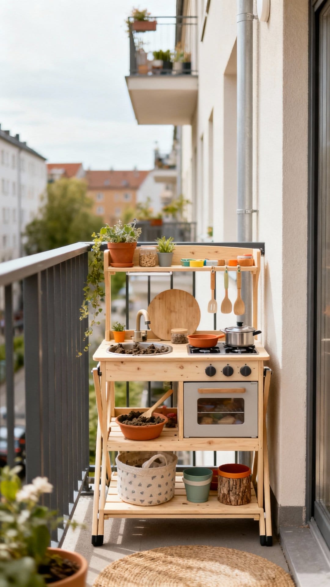 Tiny Urban Balcony Fold-Down Mud Galley