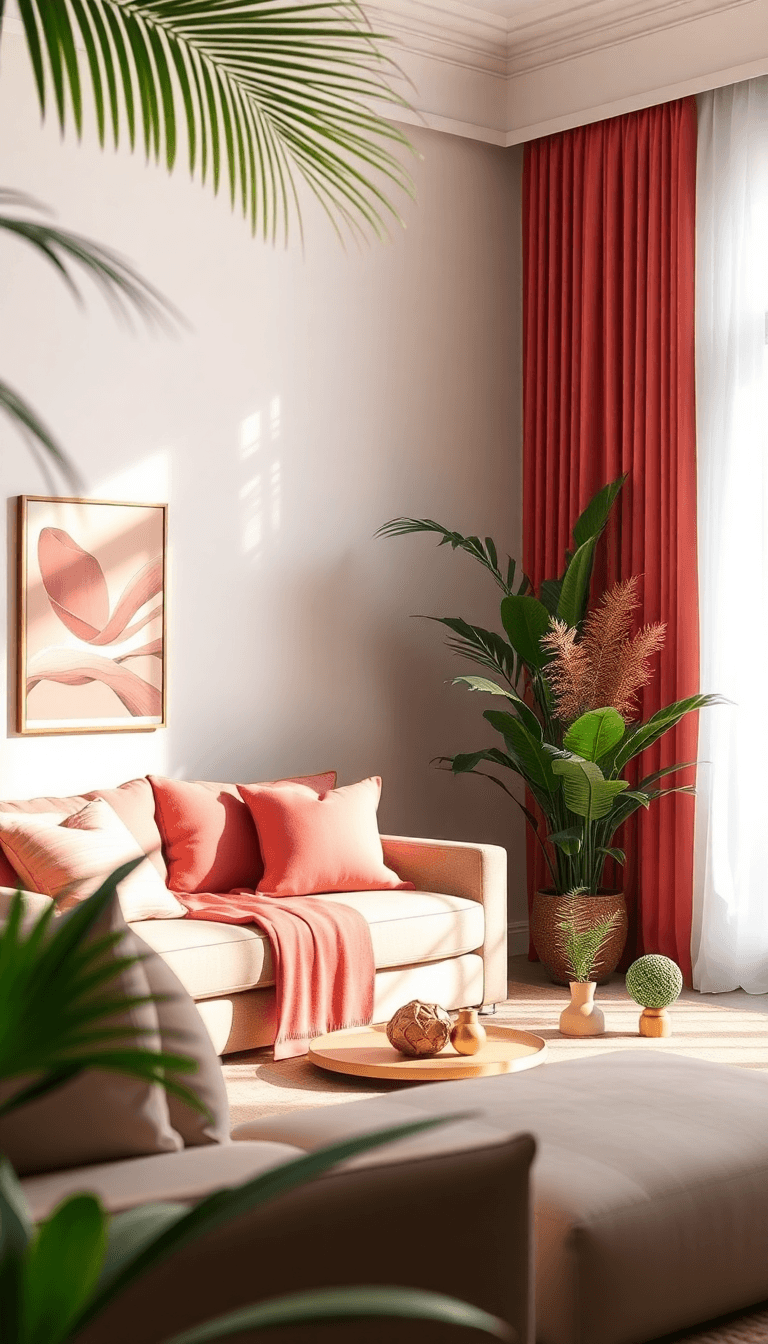 Tropical-Light With Palms and Coral Accents