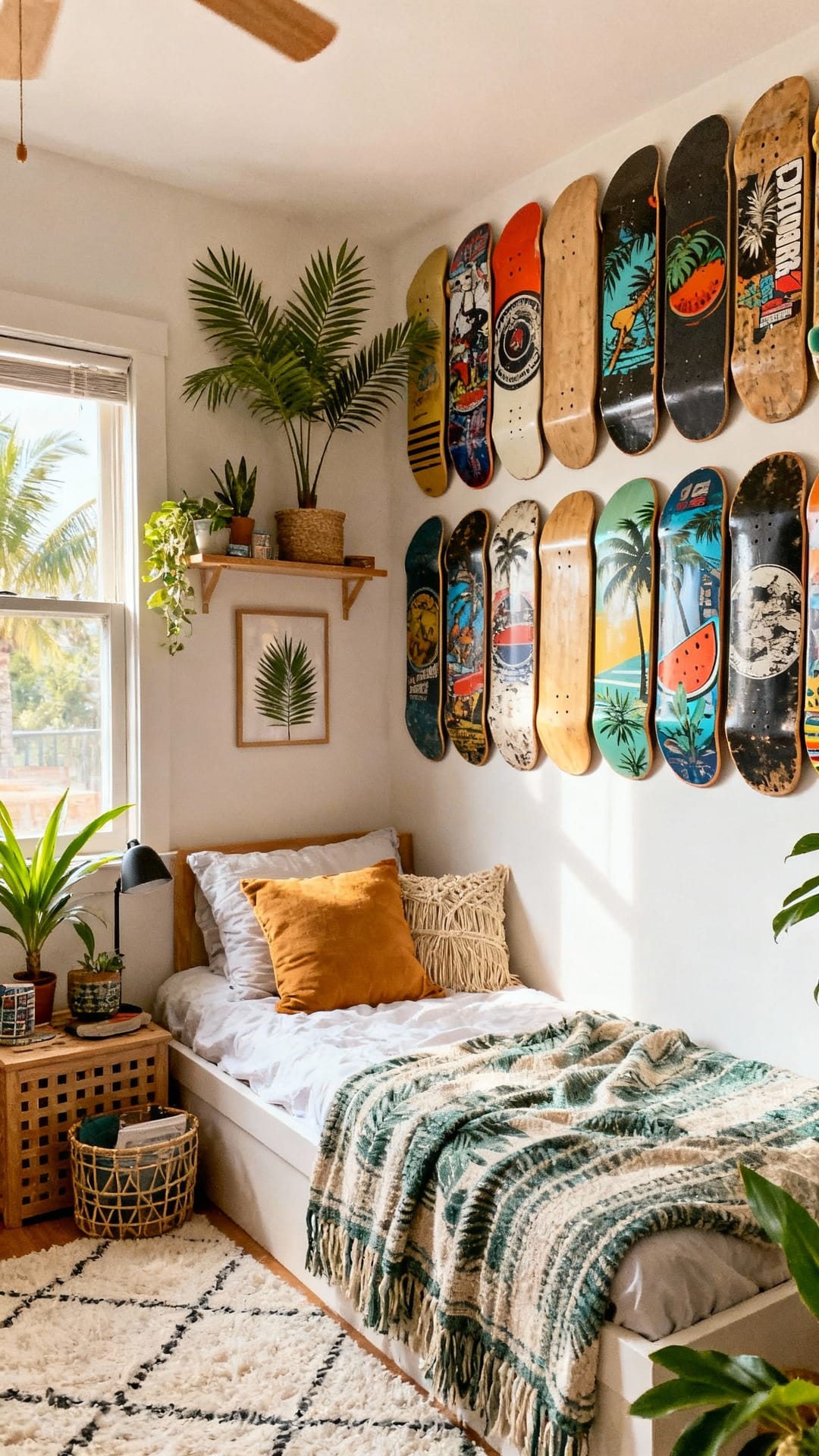 Tropical Skate Den With Board Wall