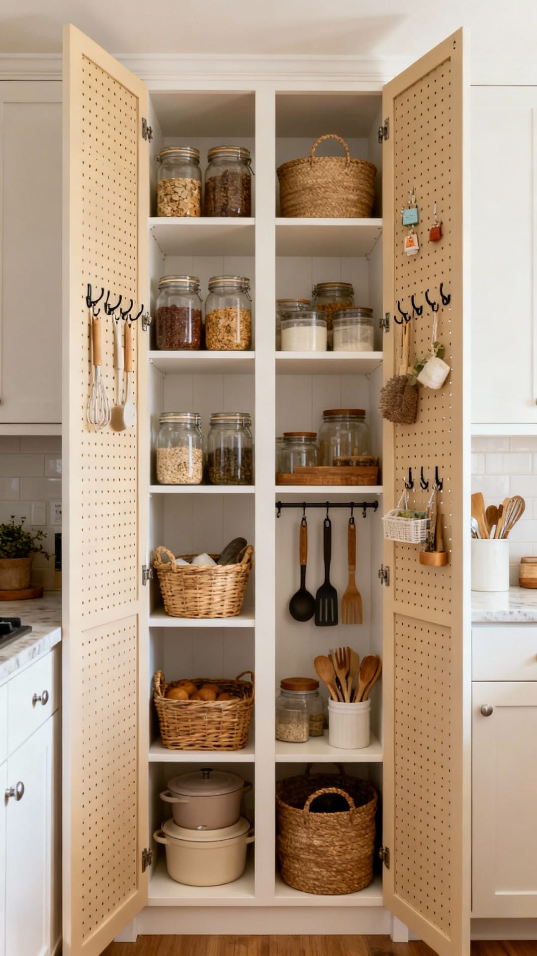 Utility Pantry With Pegboard Doors