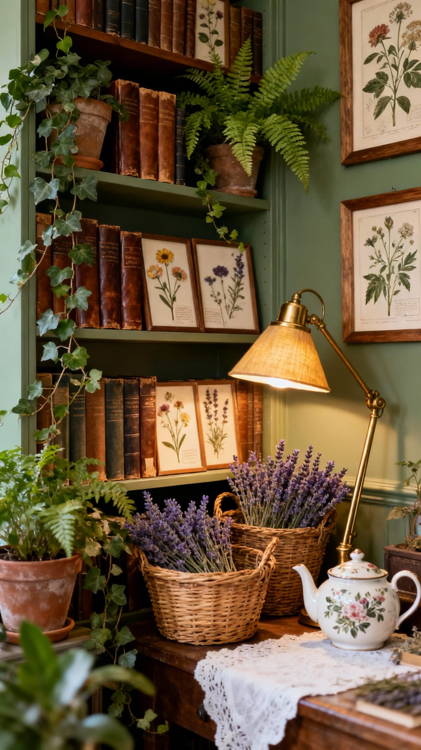 Vintage Botanical Library Nook