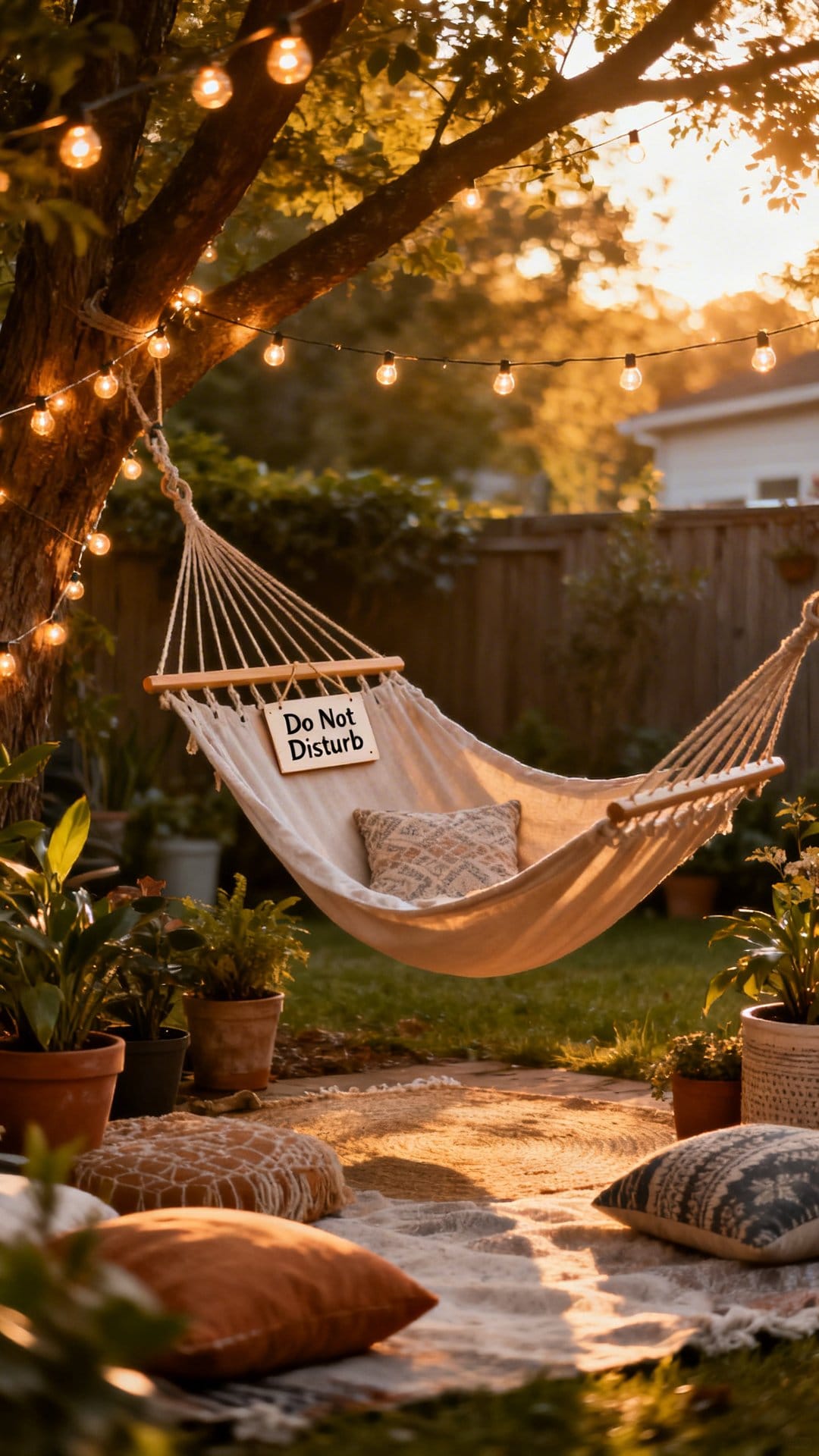 A Hammock Or Swing Chair That Says Do Not Disturb