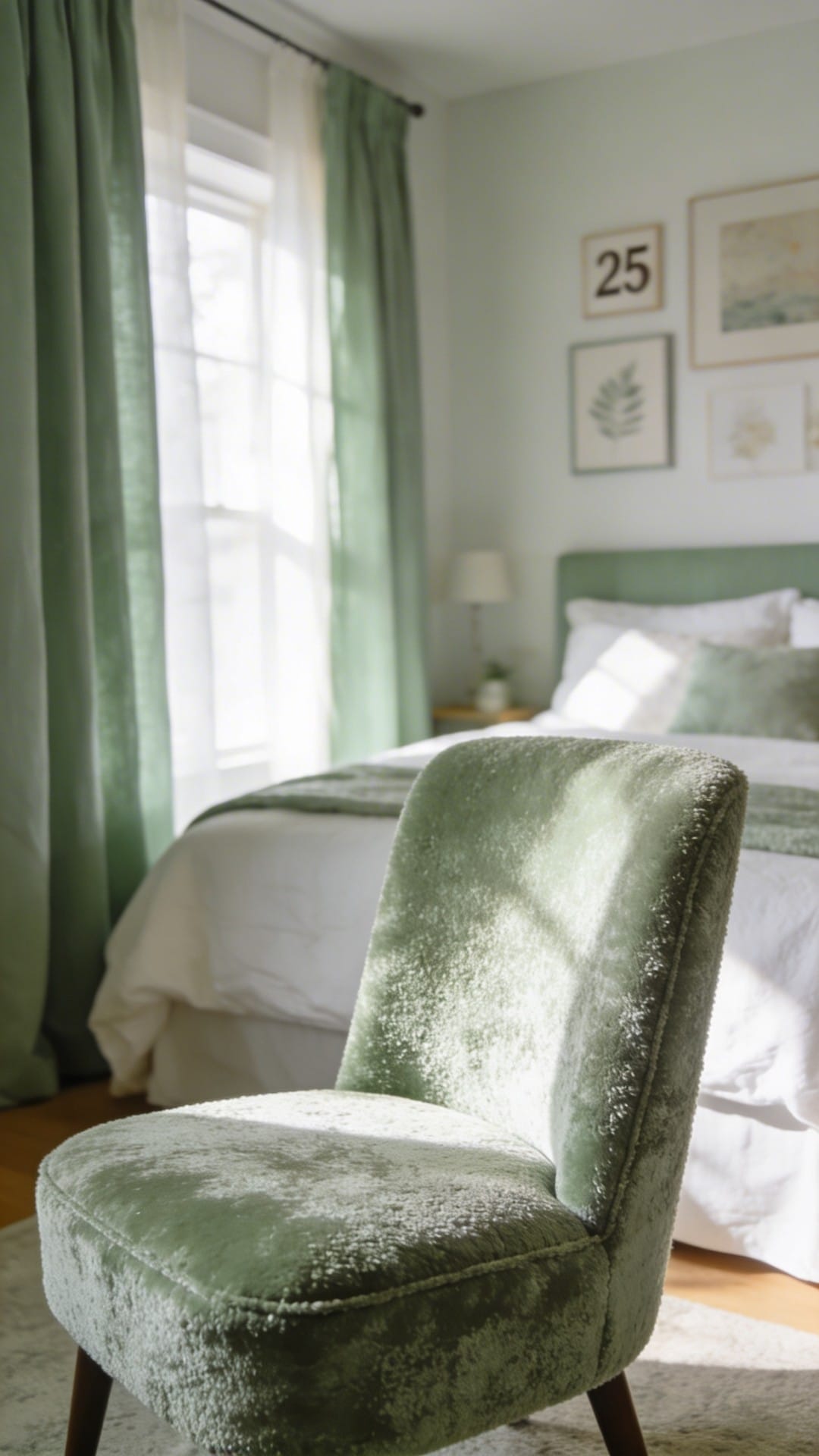 Accent Chair In Sage Boucle Or Velvet