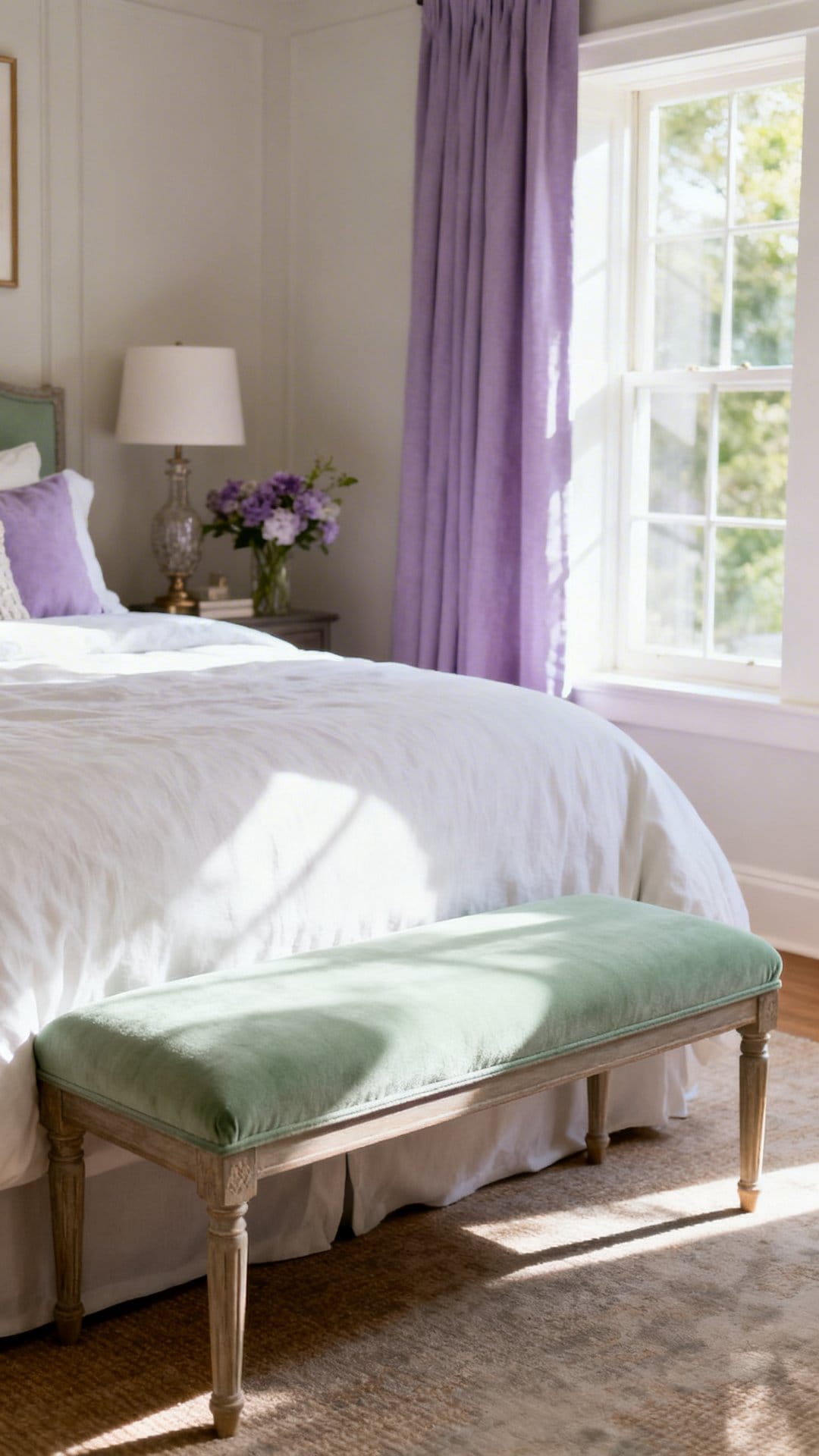 Add A Sage Bench Or Ottoman At The Foot Of The Bed