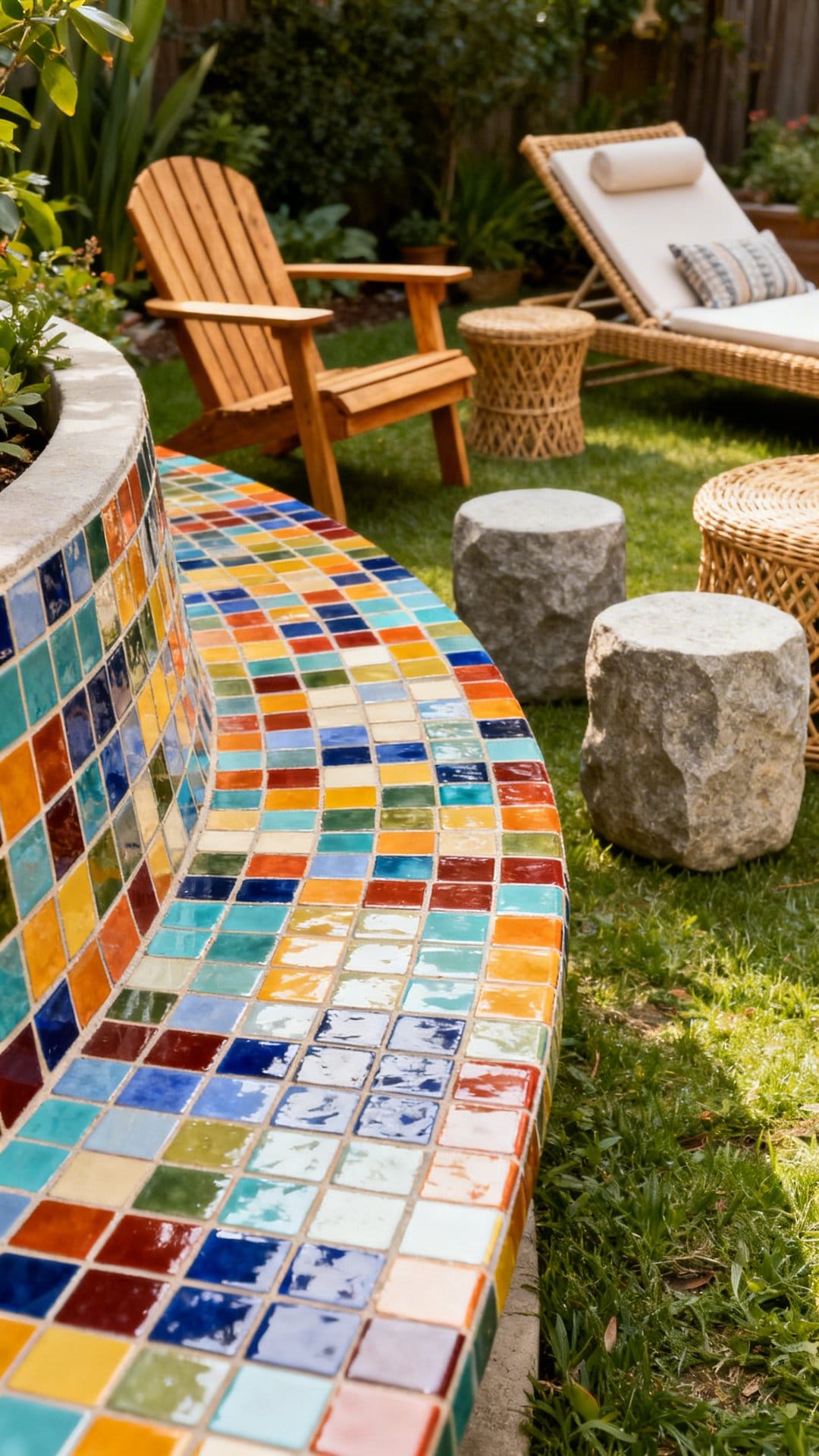 Add a Tiled Bench for Color and Easy Care