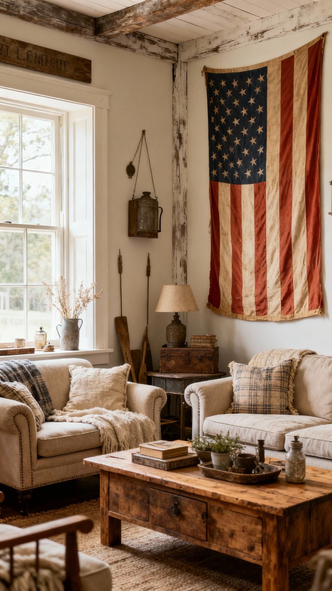 Americana Farmhouse With Vintage Flags