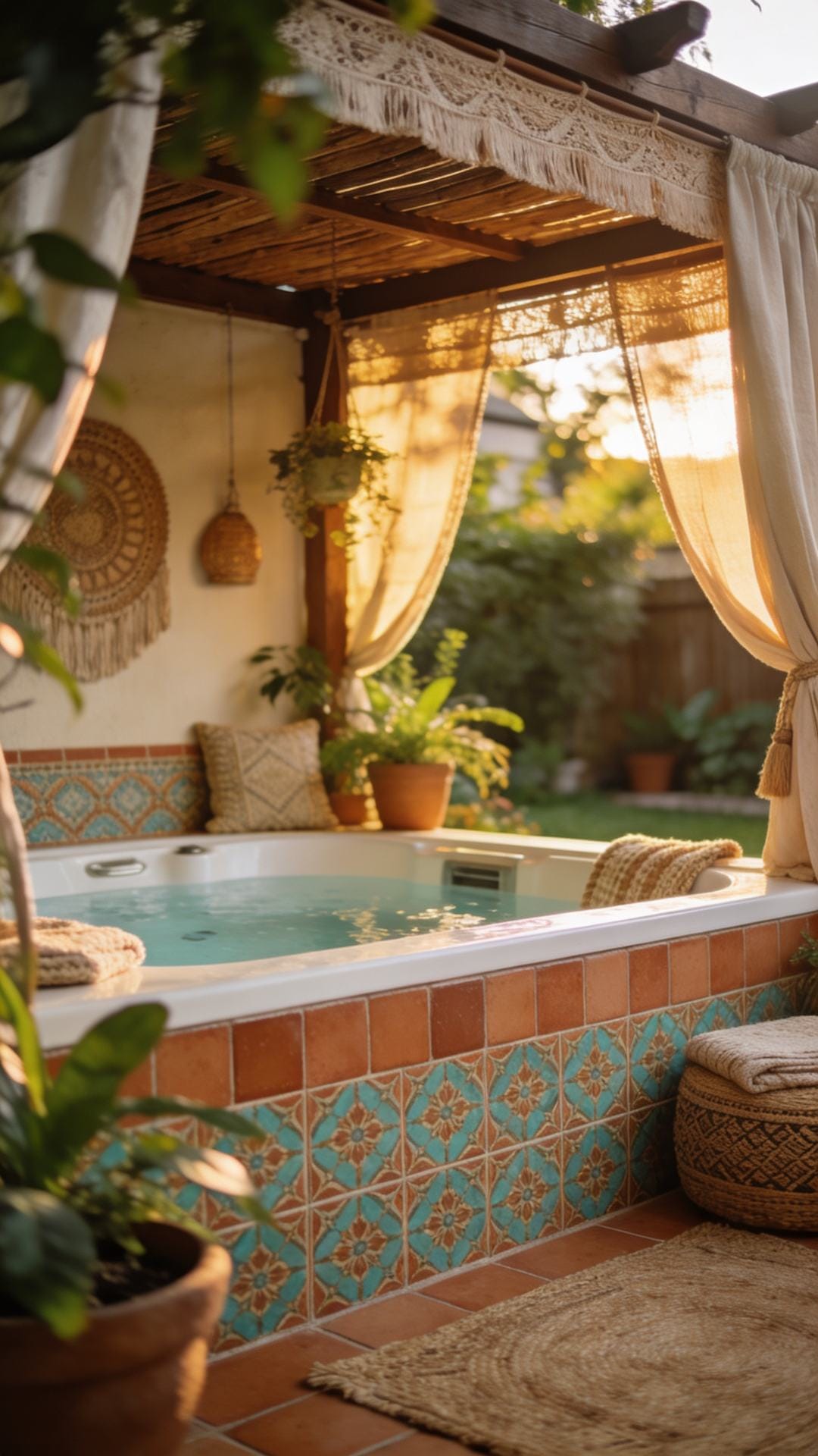 Boho Cabana Retreat With Patterned Tiles