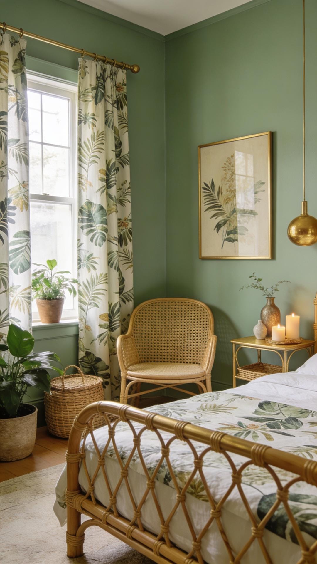 Boho Calm With Rattan And Botanical Prints