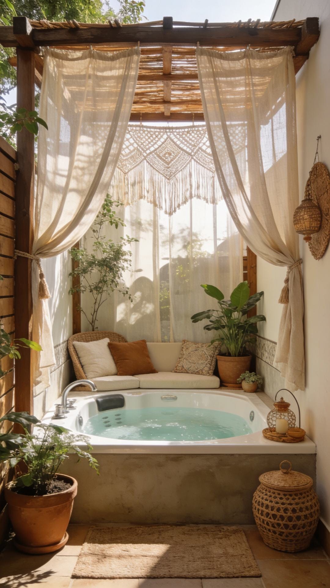 Boho Pergola With Draped Sheers