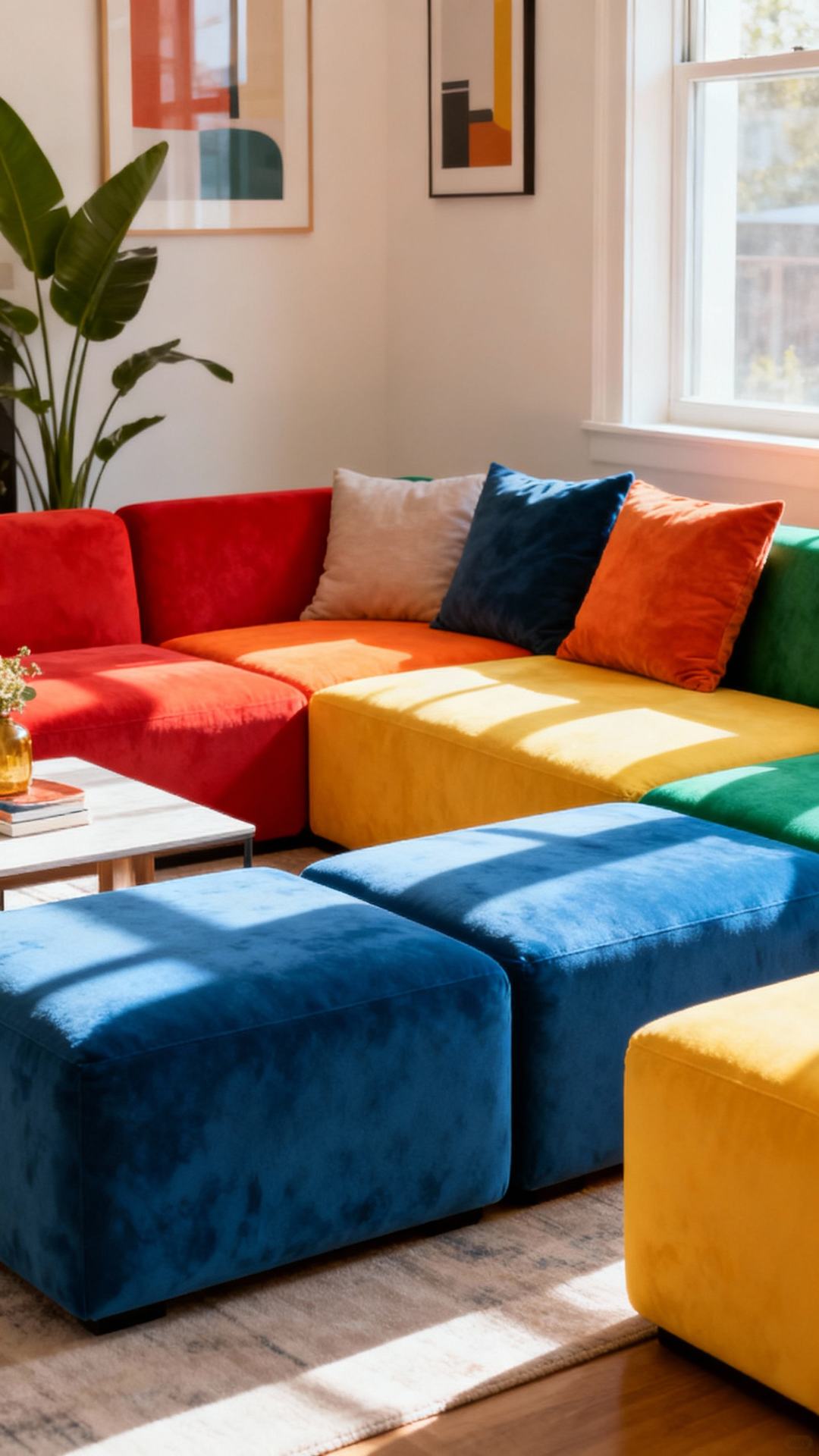 Bold Color Pop with Modular Seating