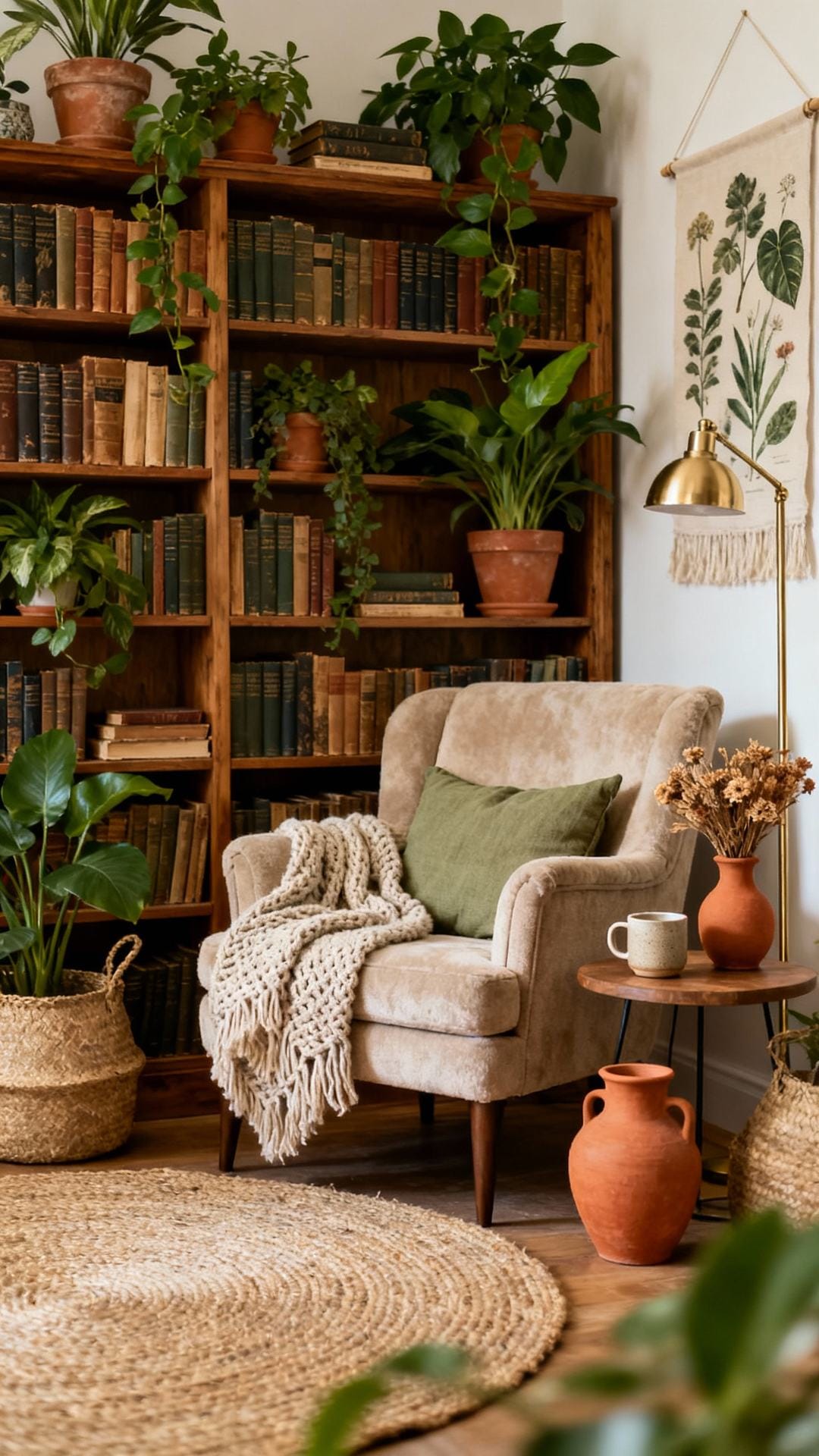 Botanical Library With Cozy Layers