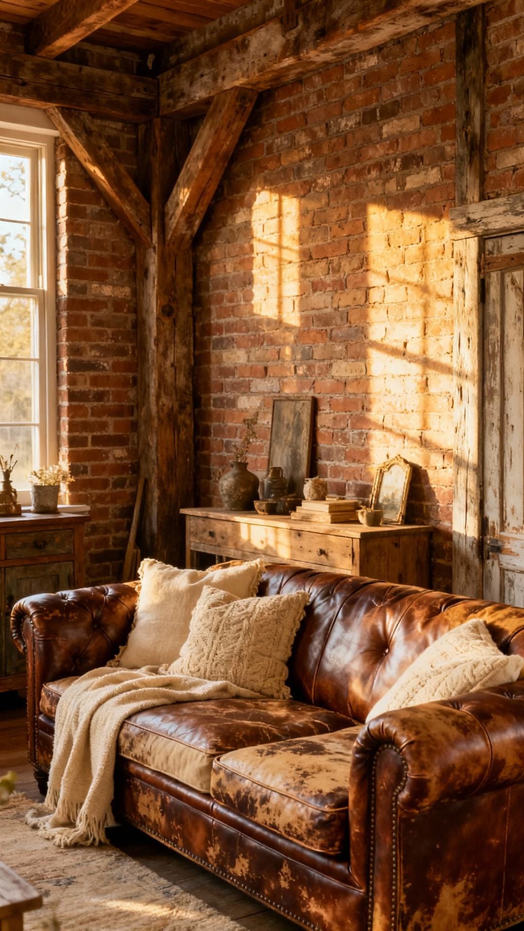 Brick and Beams With Vintage Leather