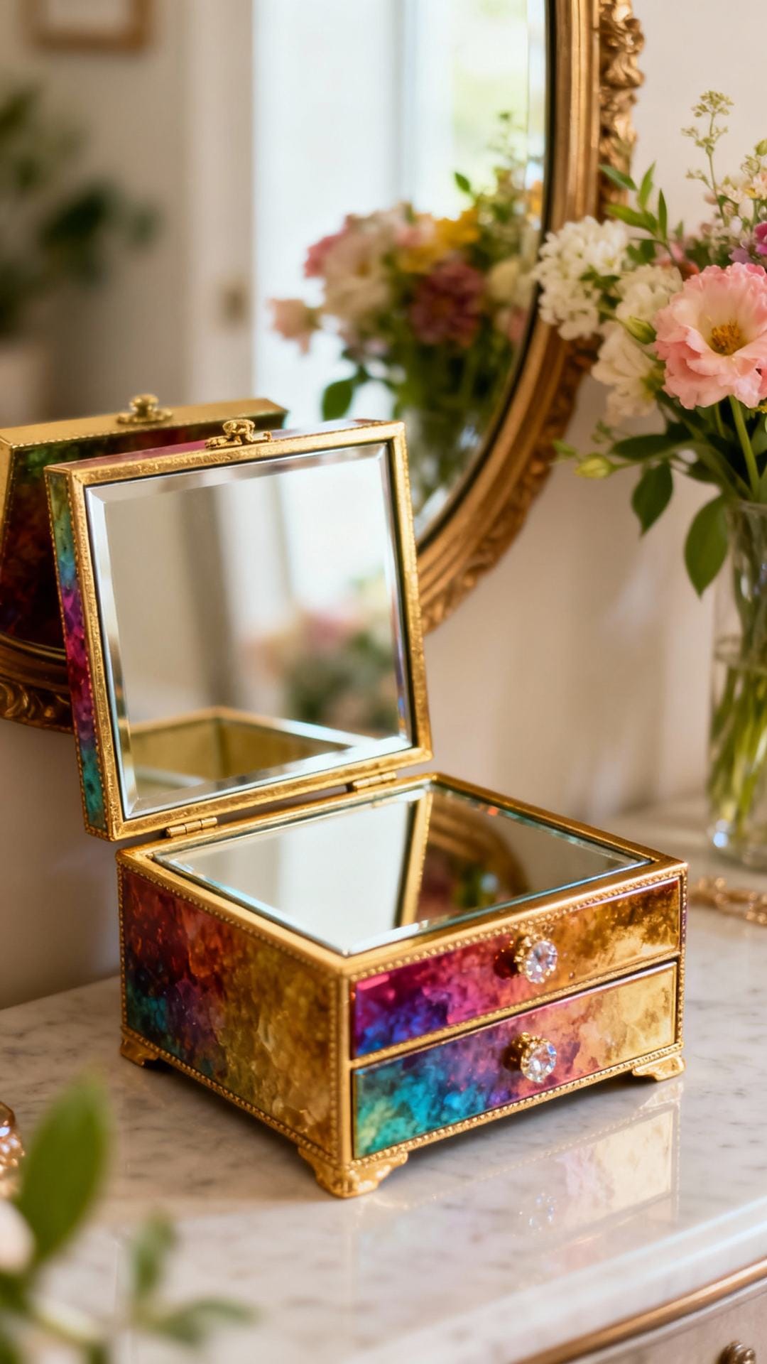 Color-Drenched Jewel Box With Lacquered Mirror