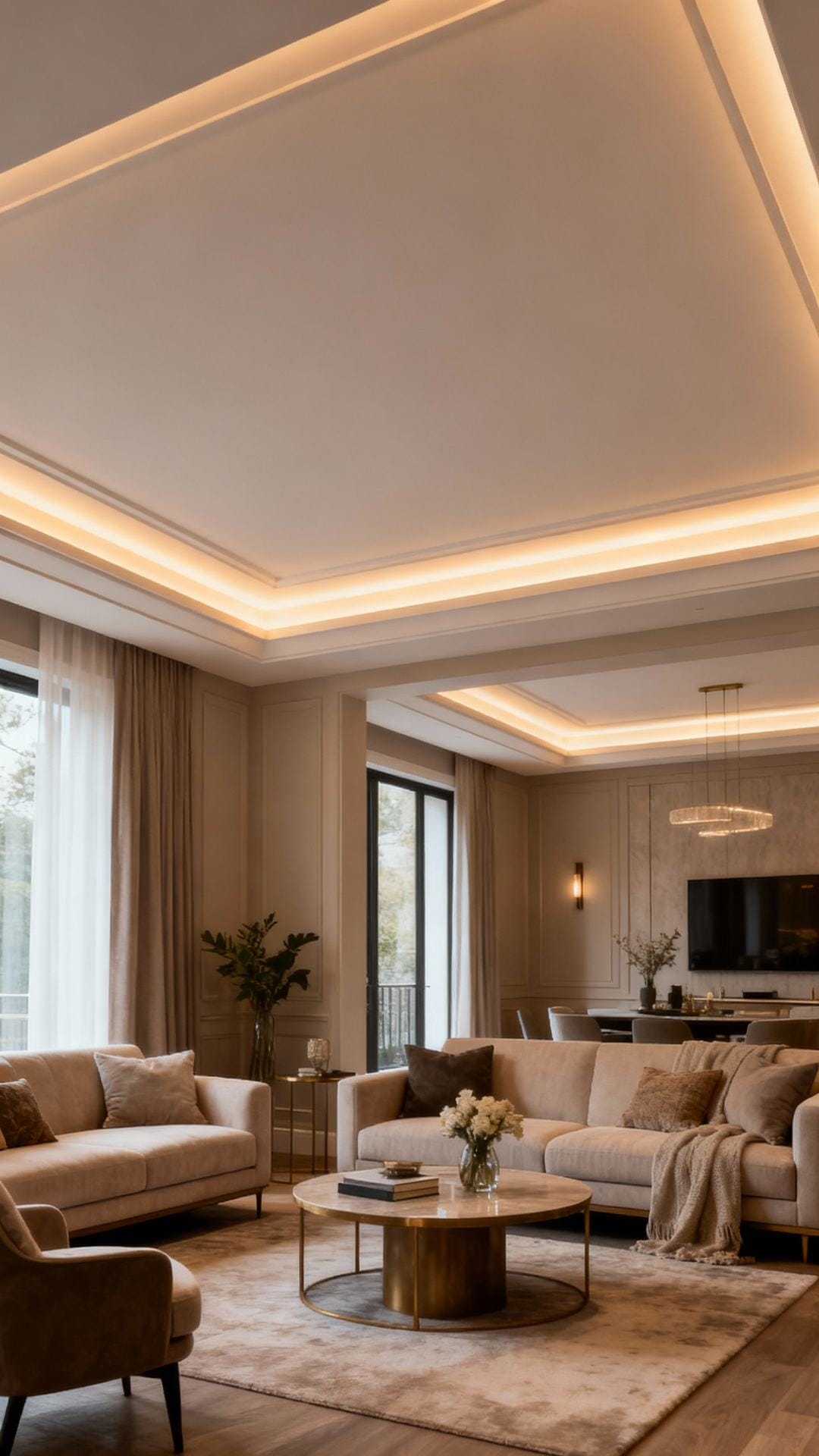 Contemporary Tray Ceiling With LED Cove Glow