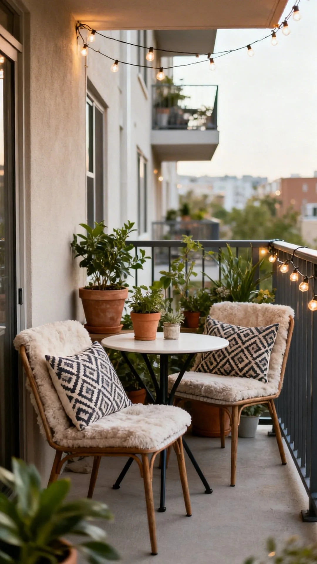 two-chair bistro conversation nook on a small apartment patio