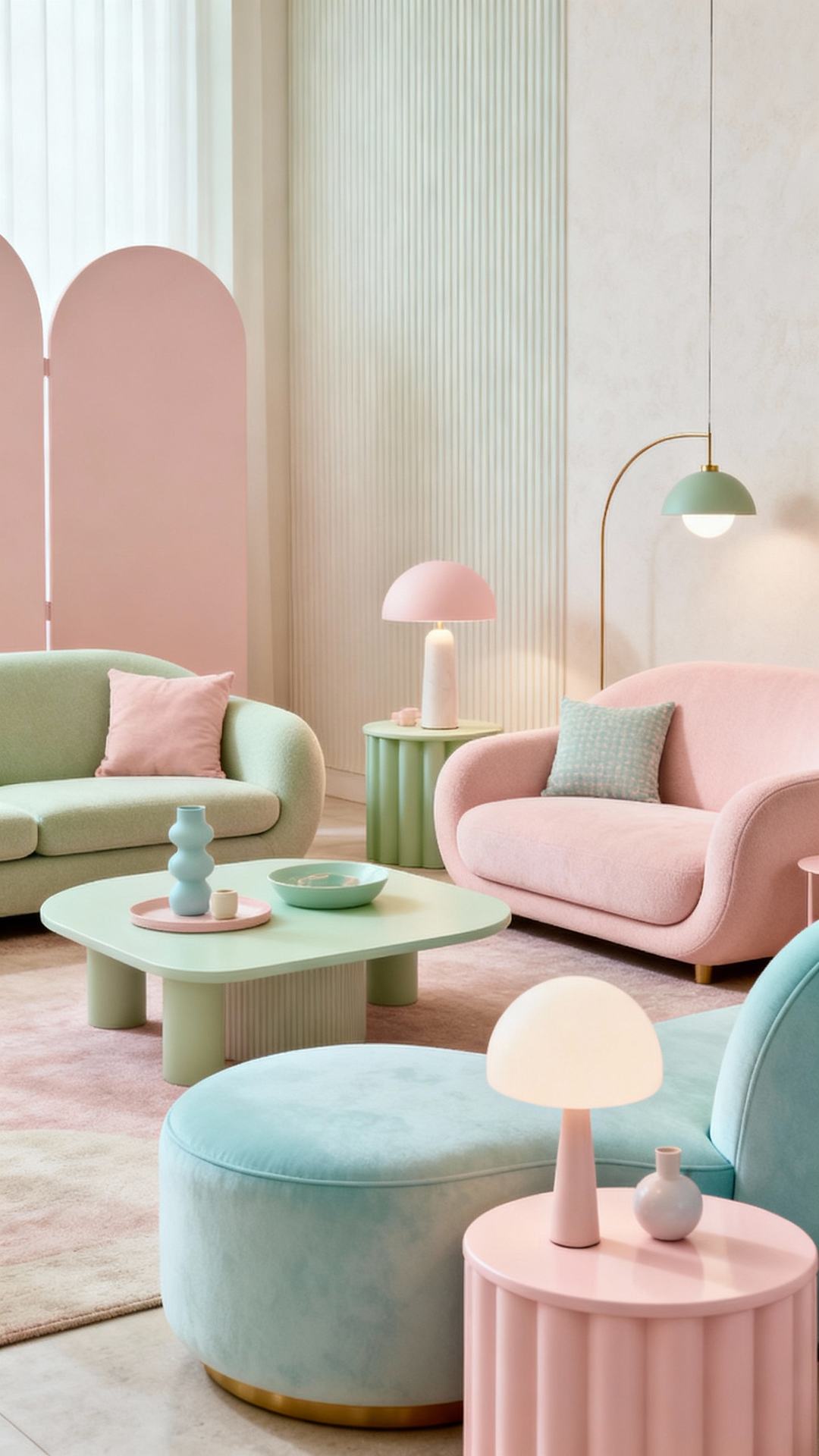 Curved Retro Revival in Pastels