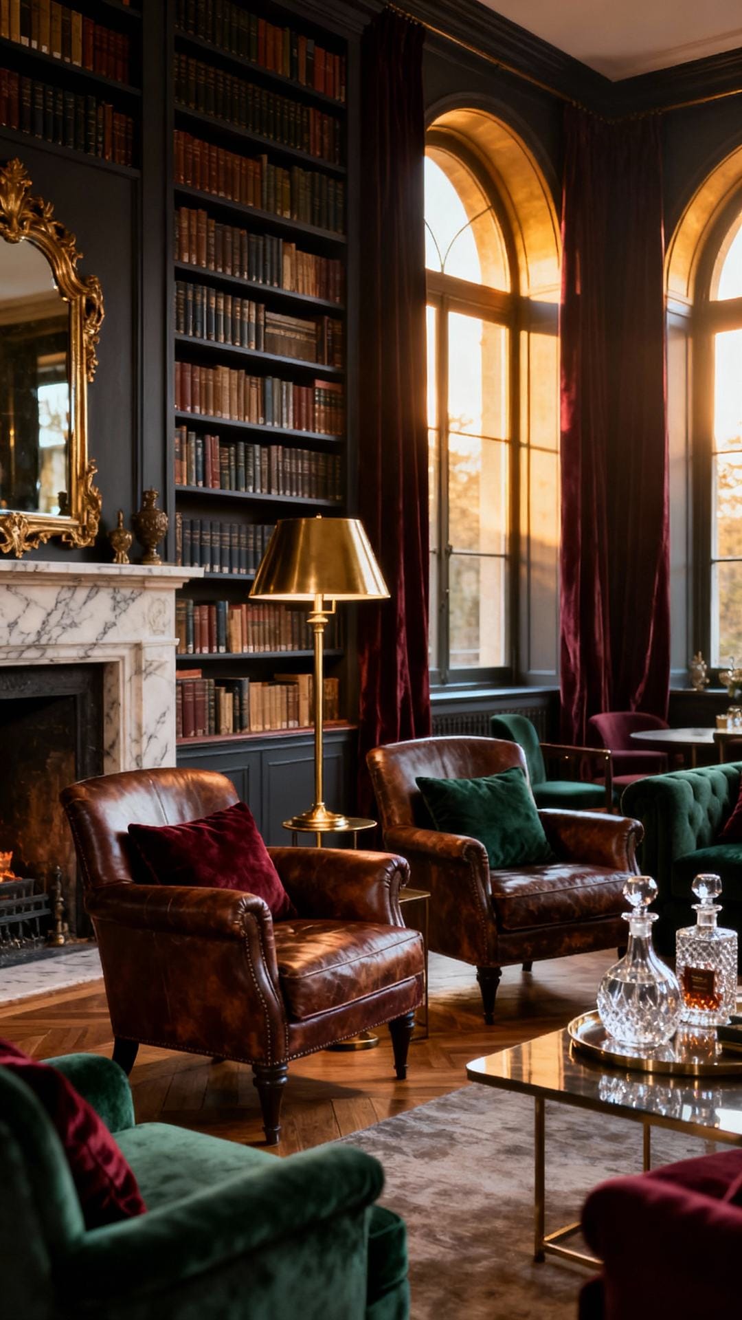 Dark Academia Library Lounge