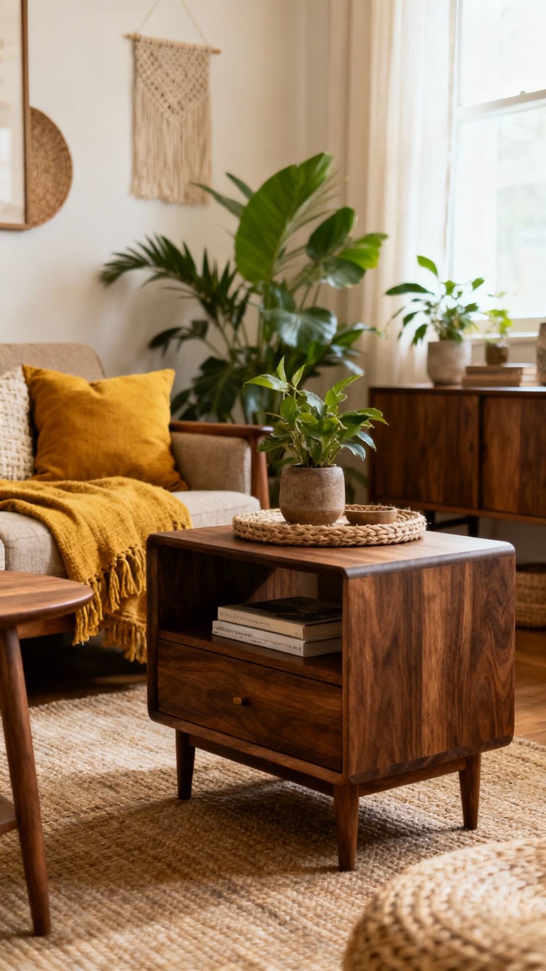 Earth-Toned Mid-Century With Walnut and Mustard