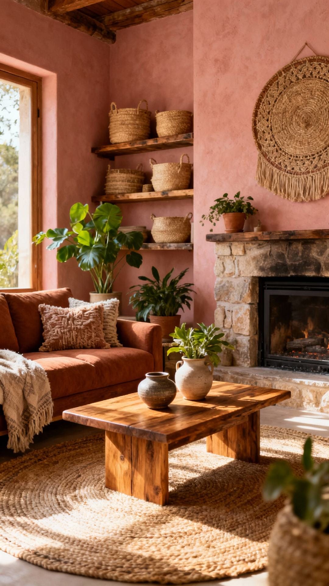 Earthen Retreat With Clay Pink and Warm Woods