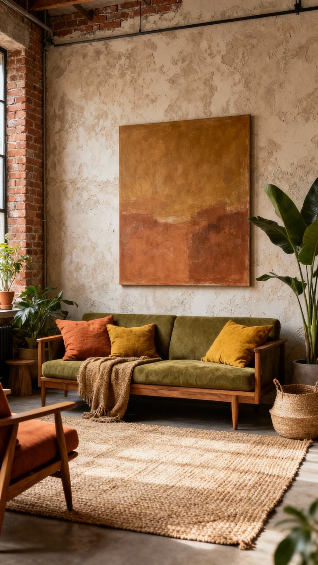 Earthy Art Loft With Textured Walls