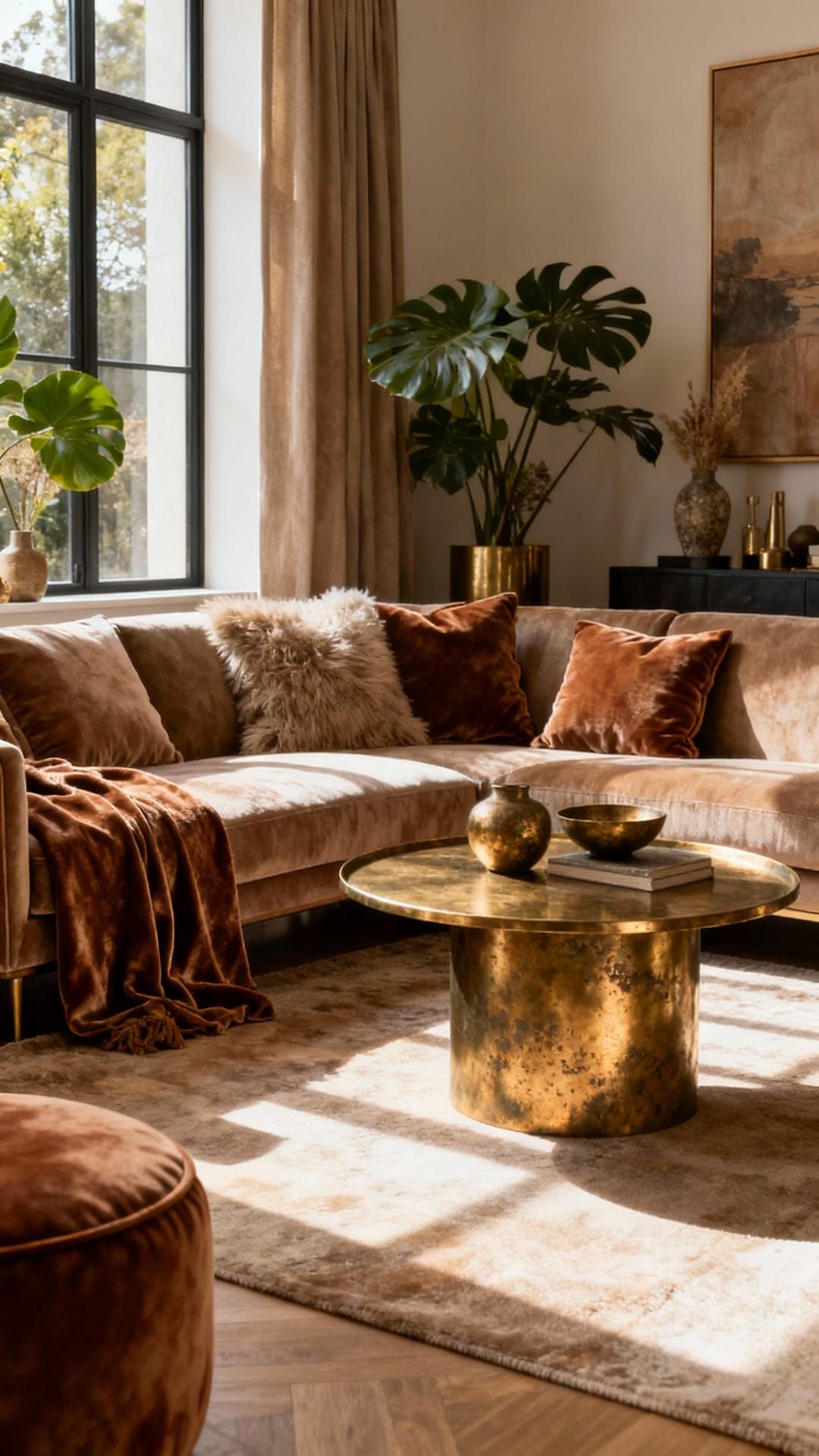 Earthy Glam With Aged Brass and Velvet