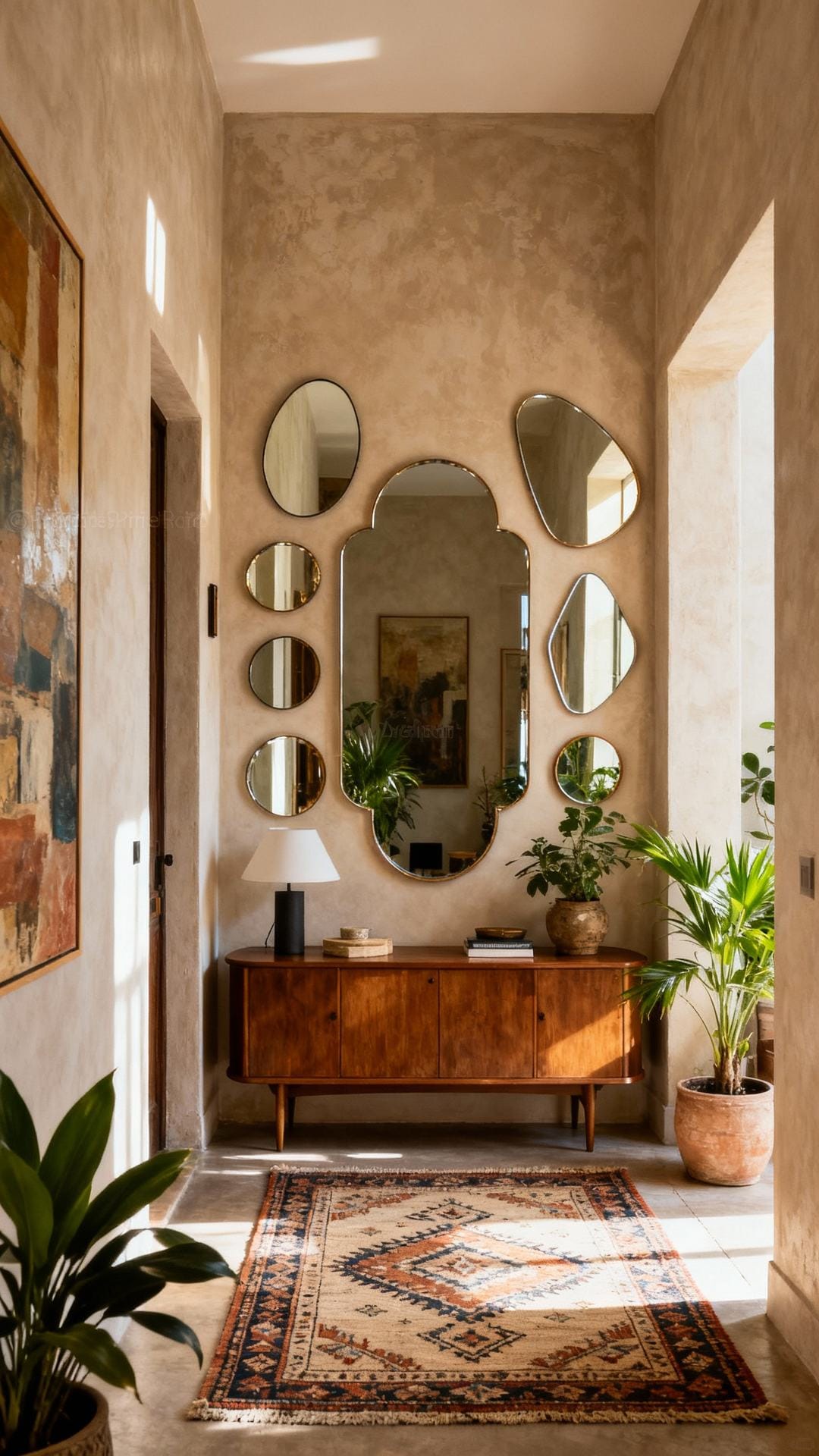 Eclectic Art House With Layered Mirrors