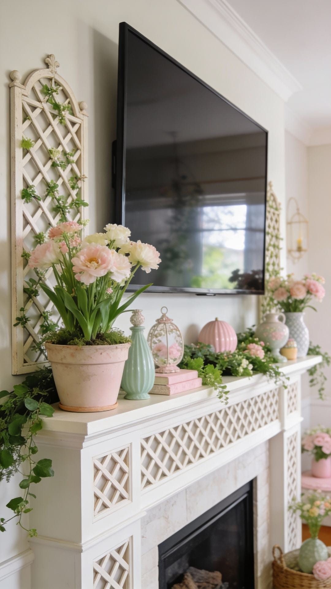 English Garden Mantel With Trellis Motifs