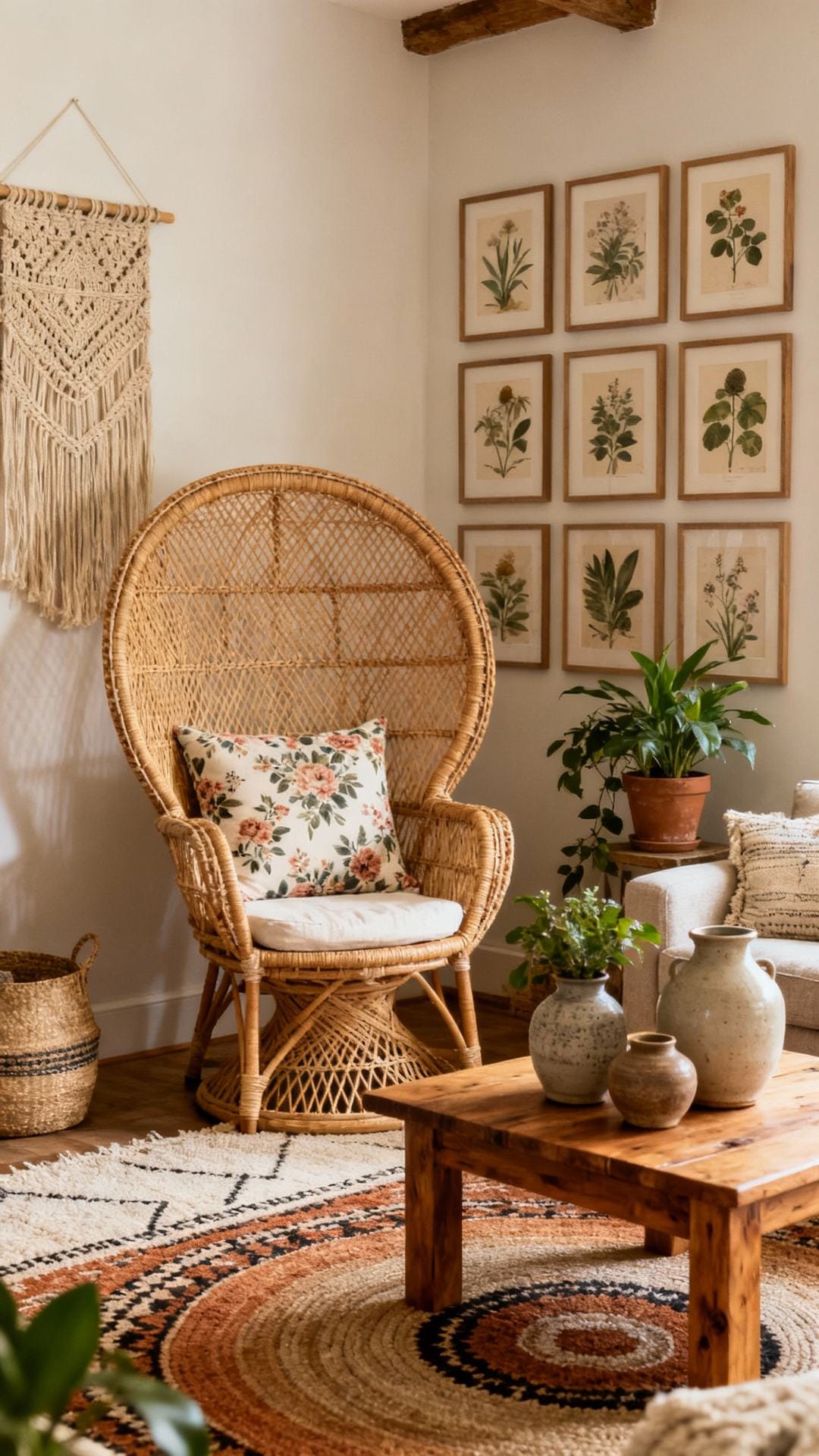 Farmhouse Boho With Rattan and Rugs