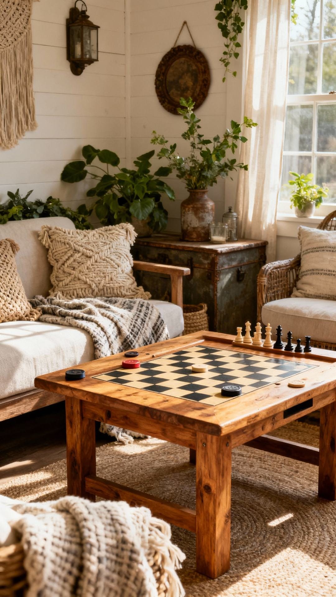Farmhouse Entertaining Lounge With Game Table