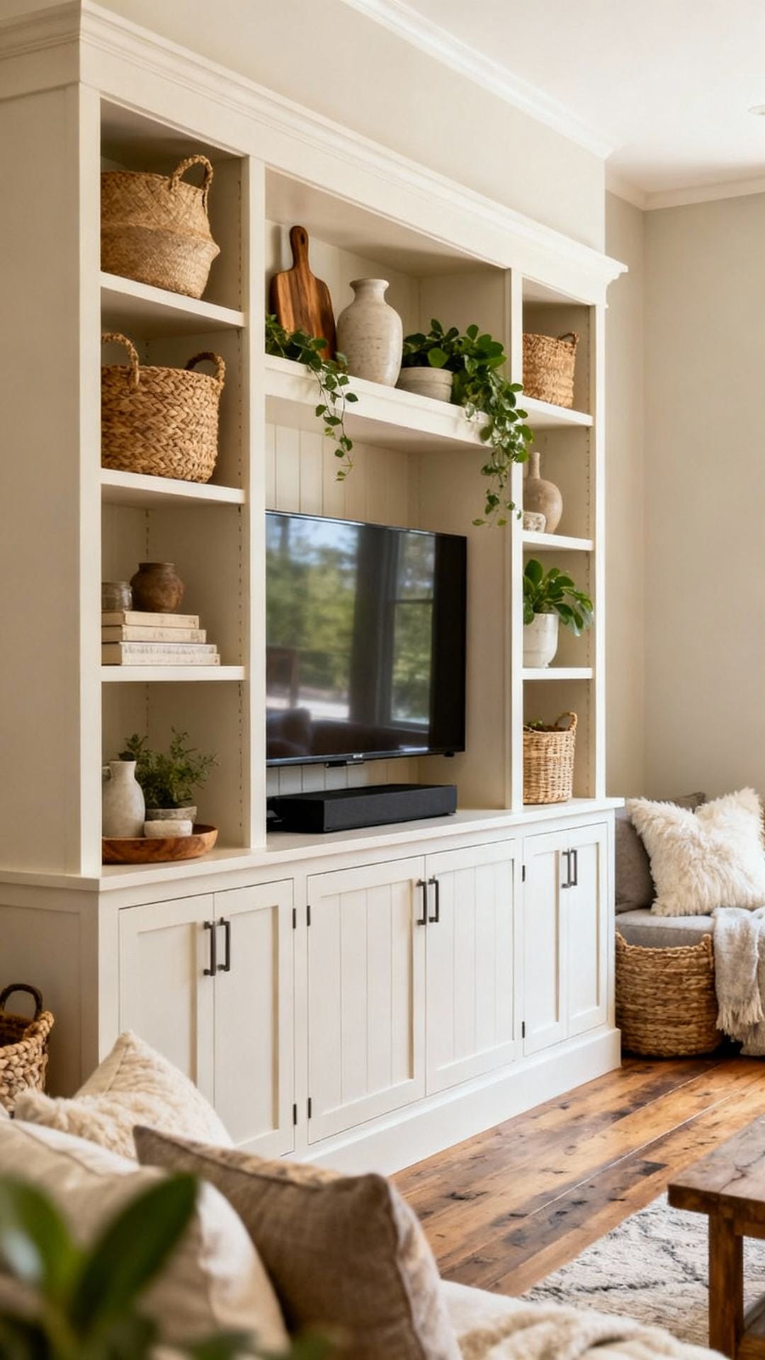 Farmhouse Media Hub With Built-Ins
