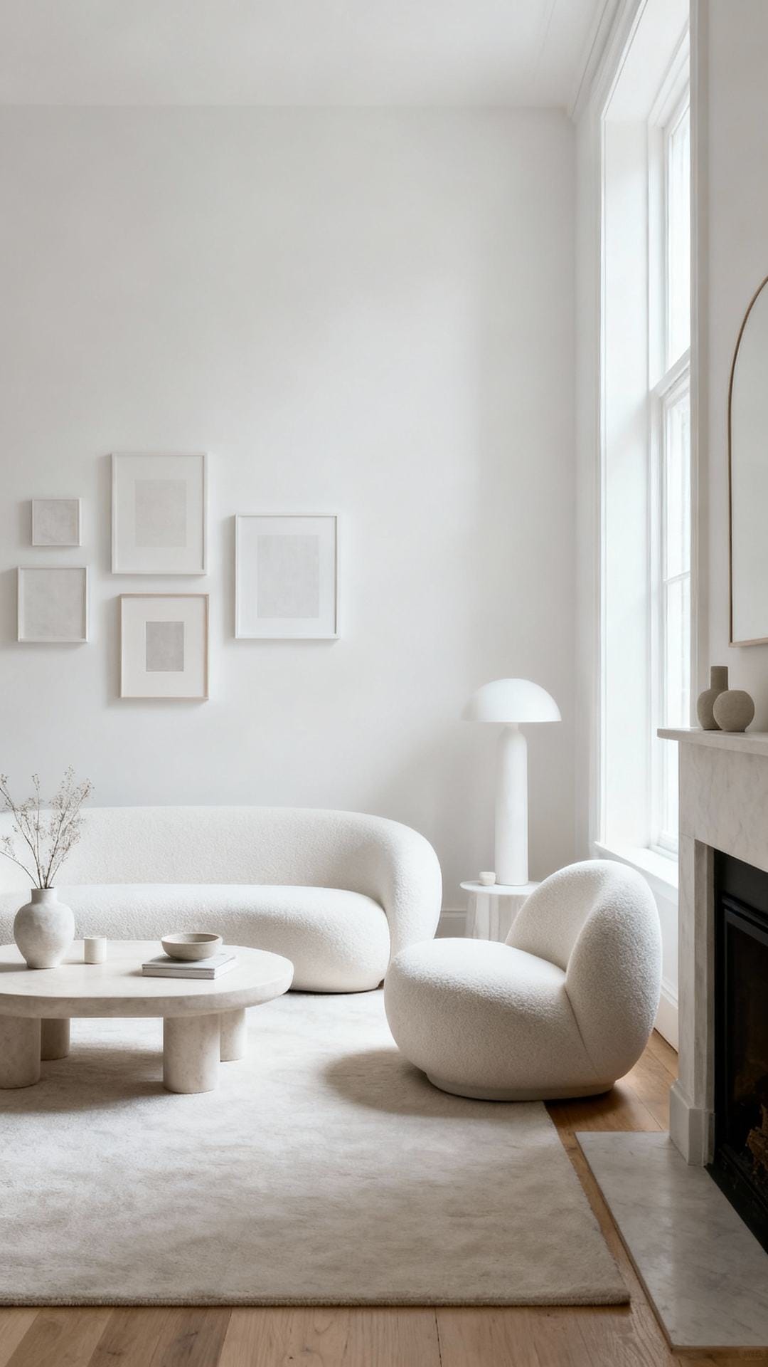 Gallery-White Minimal With Sculptural Seating