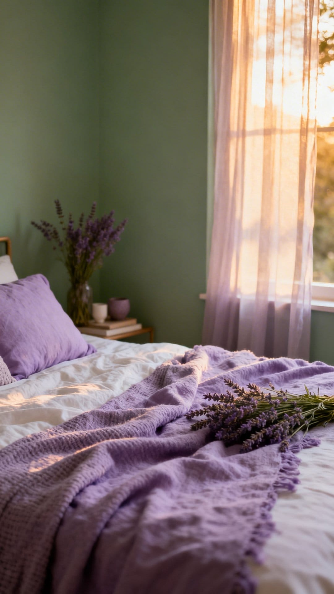 Go All-In With Sage Walls, Lavender Textiles