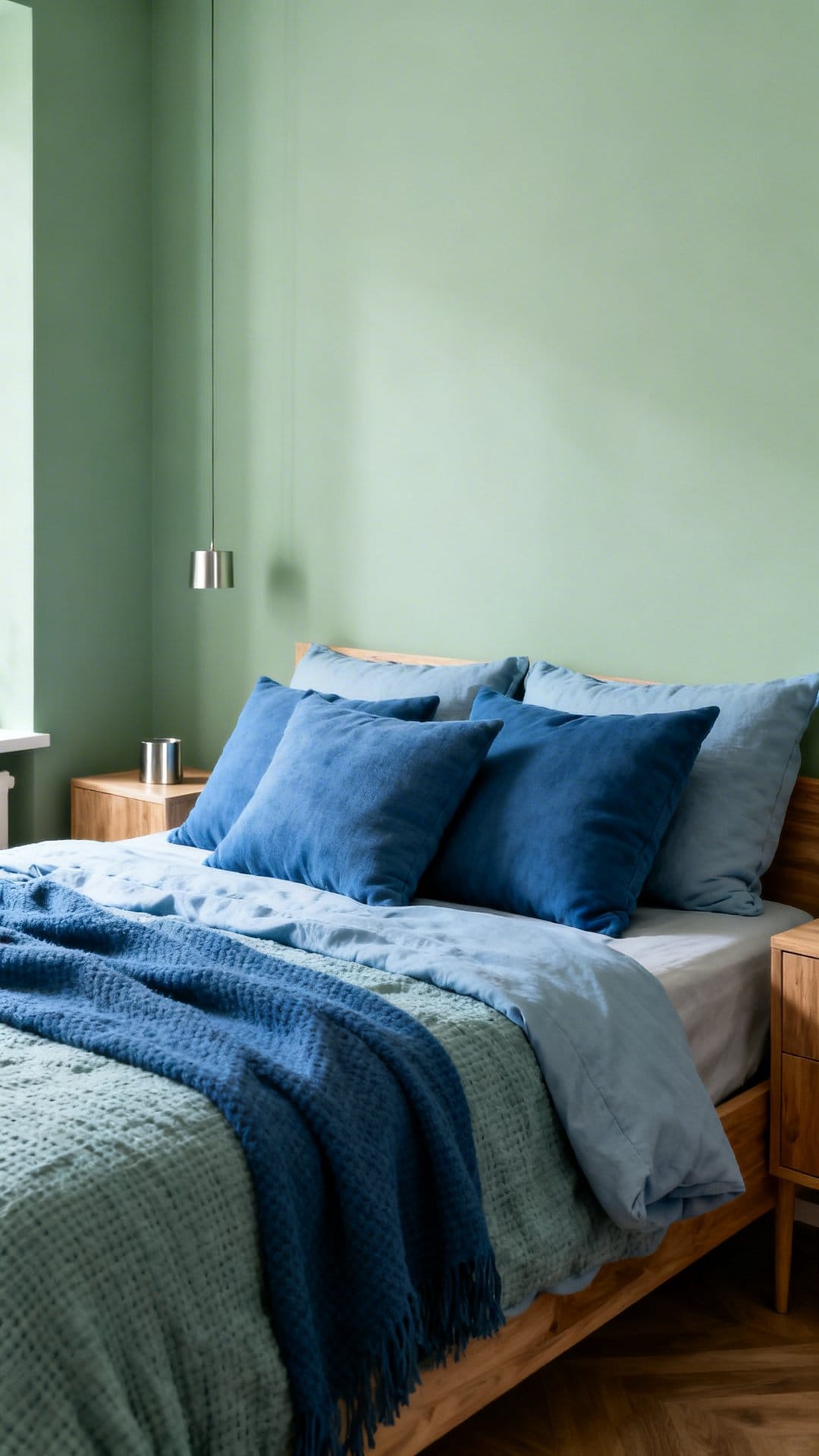 Go Monochrome Sage, Then Layer Blue Accents