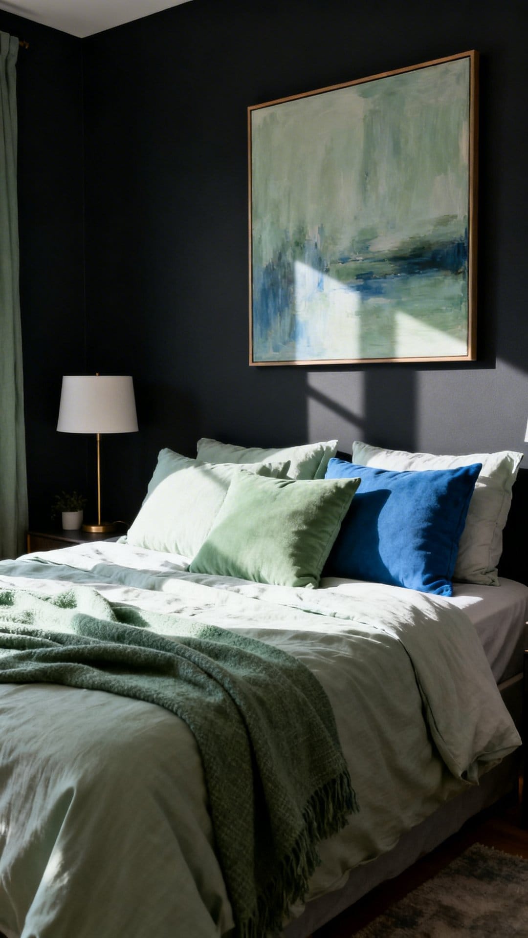 Go Moody With Dark Walls, Light Bedding