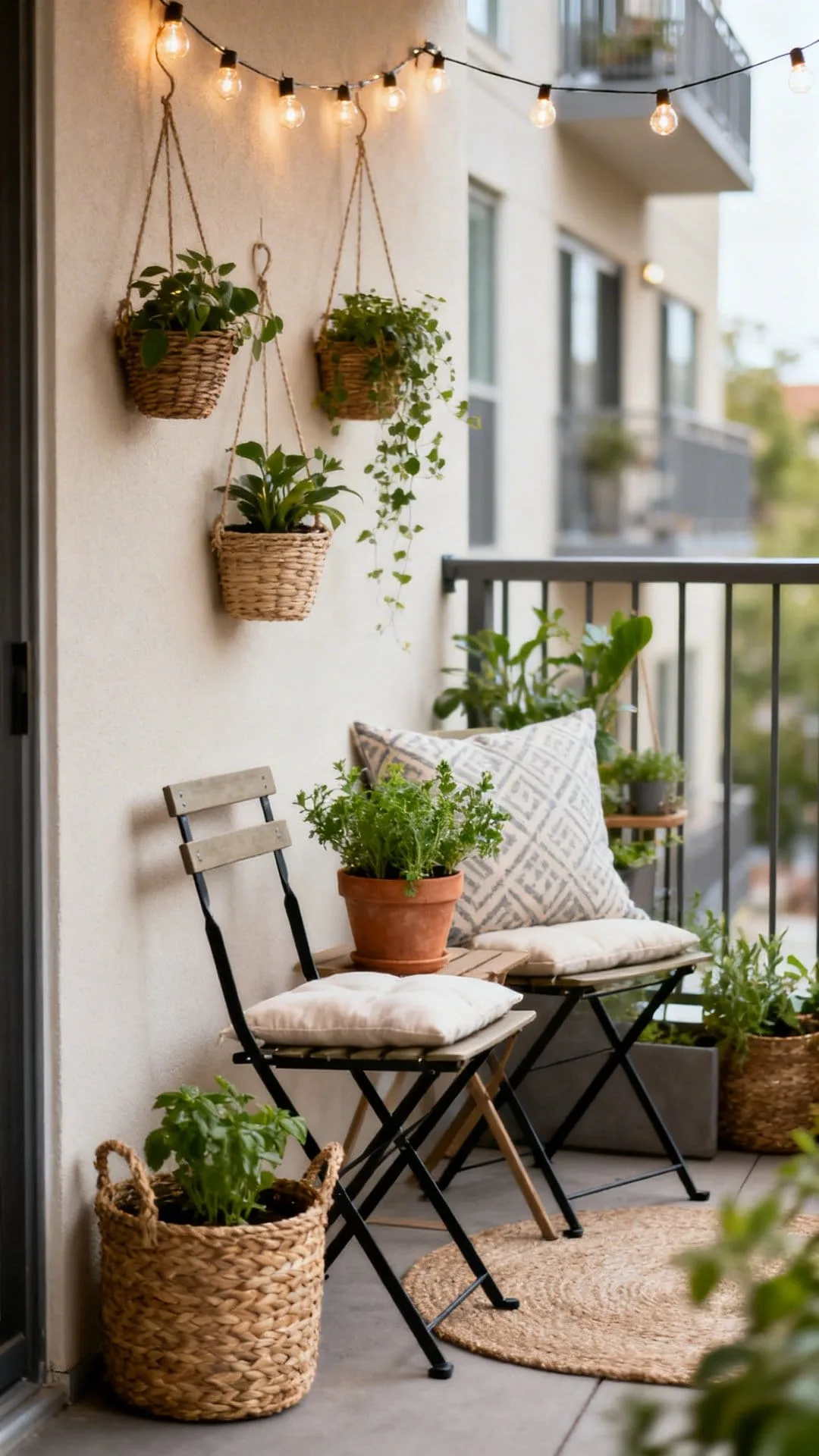 budget wall accents decorating an apartment patio
