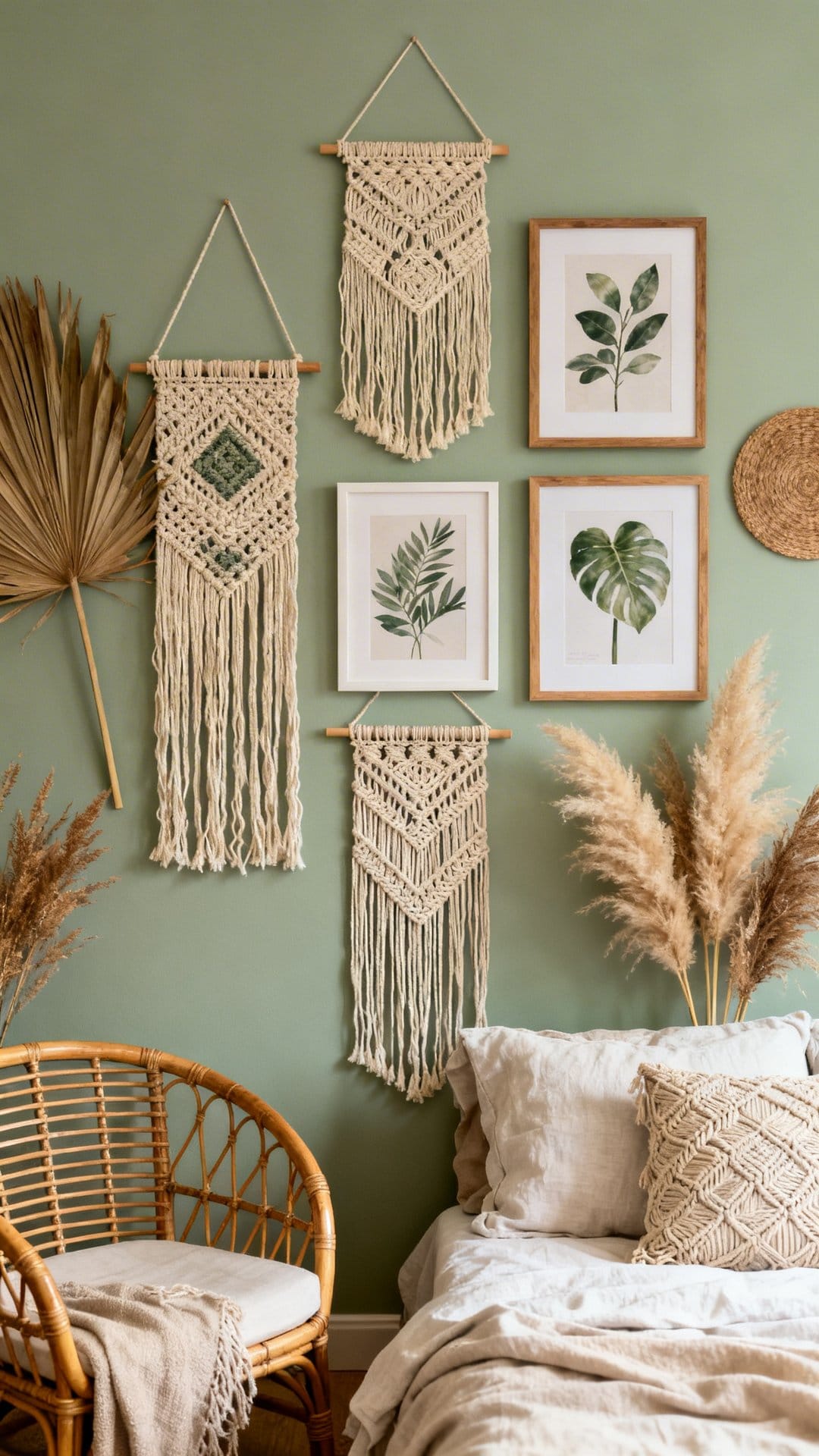 Hang Layered Wall Art in Calm Greens